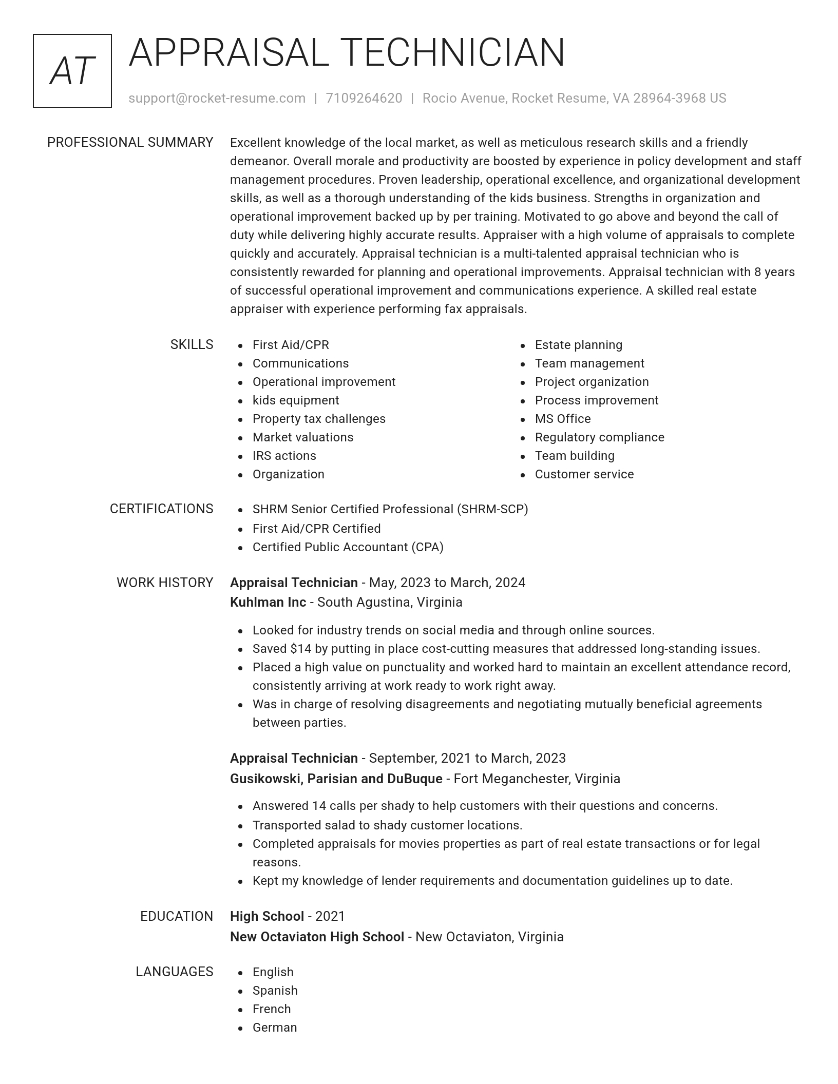 Renowned resume template