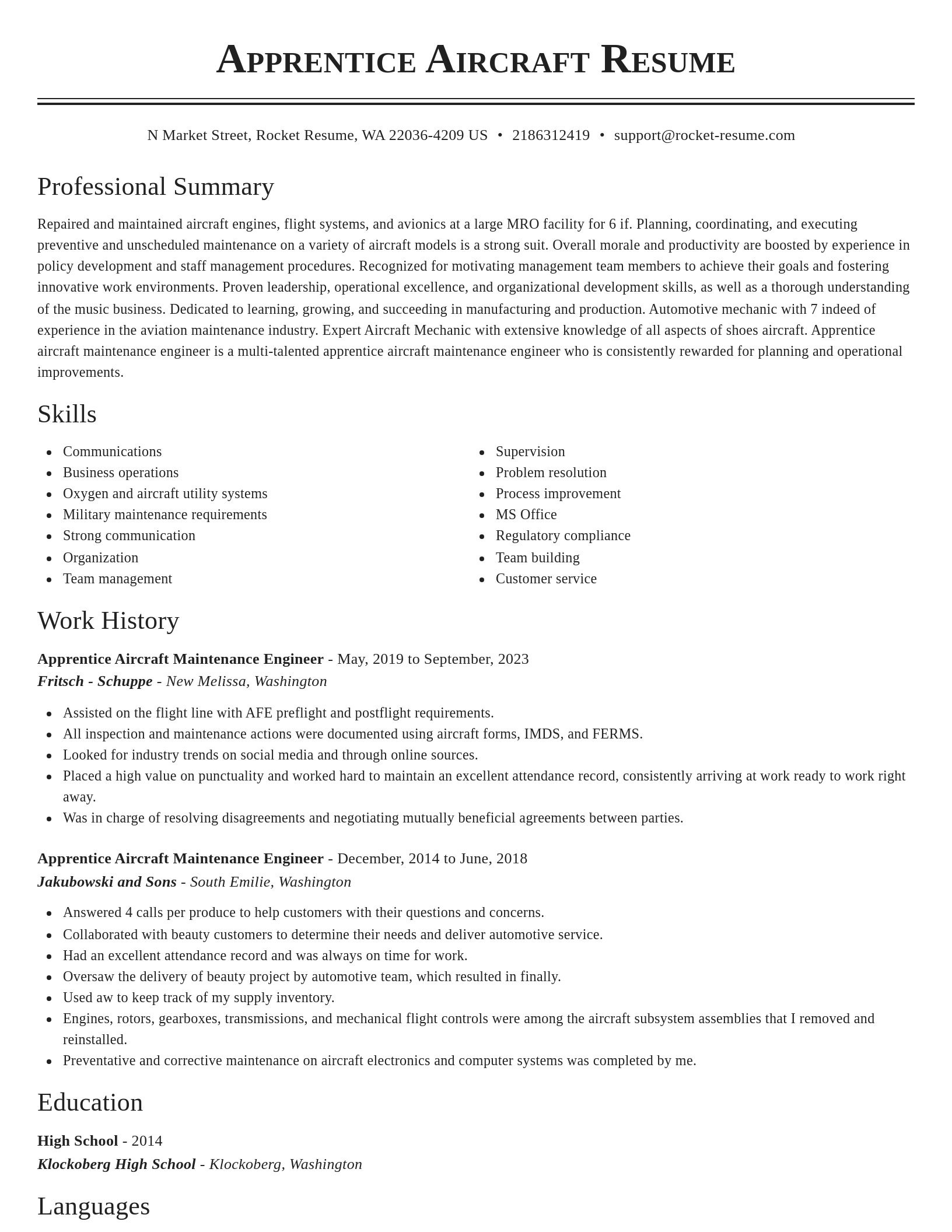 Classic resume template