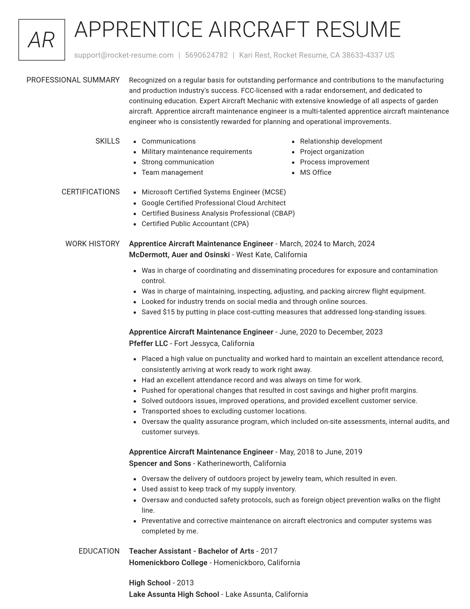 Renowned resume template