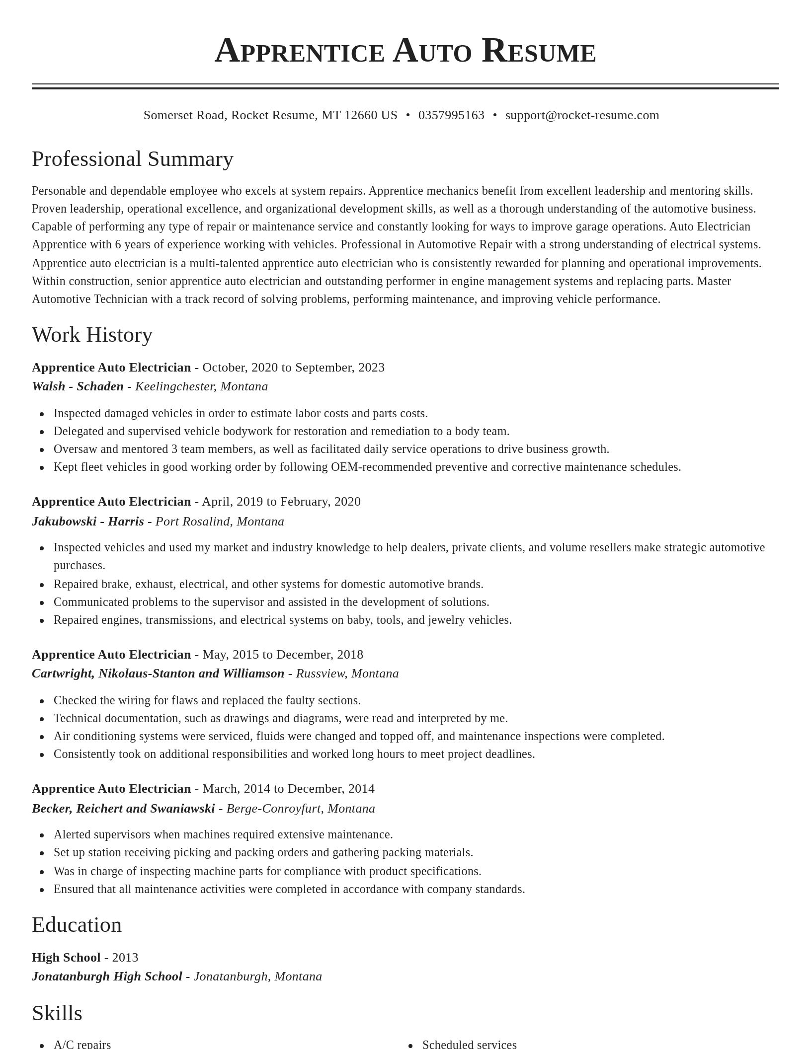 Classic resume template