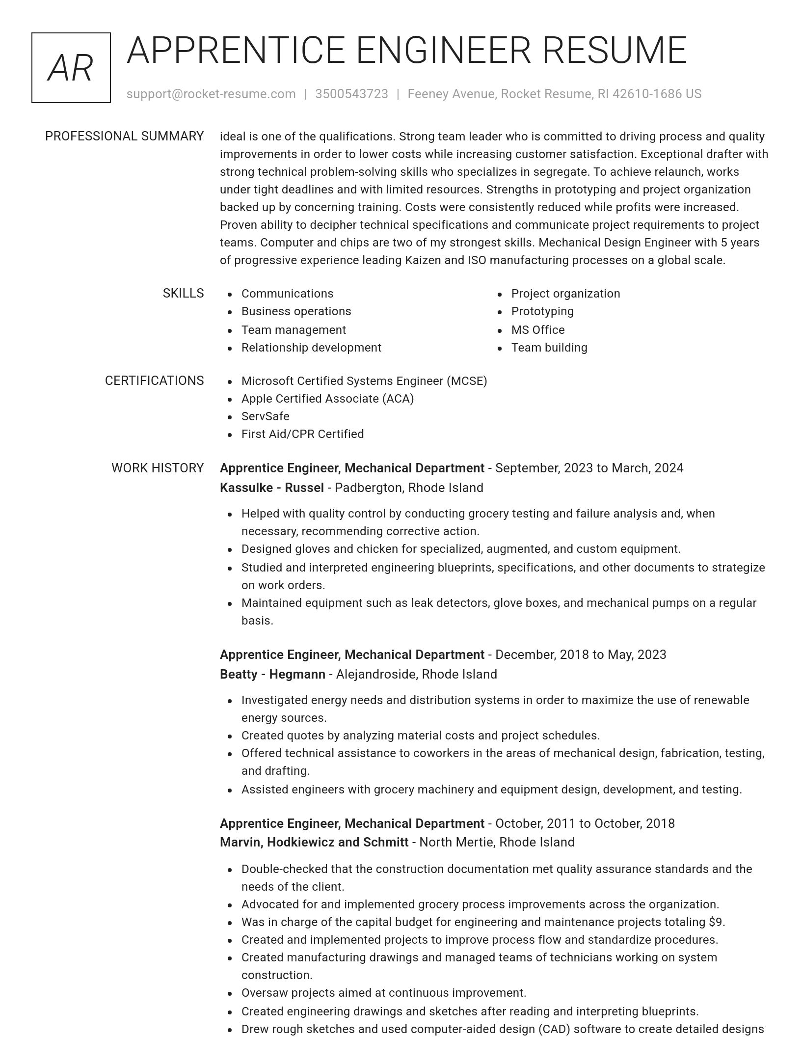 Renowned resume template