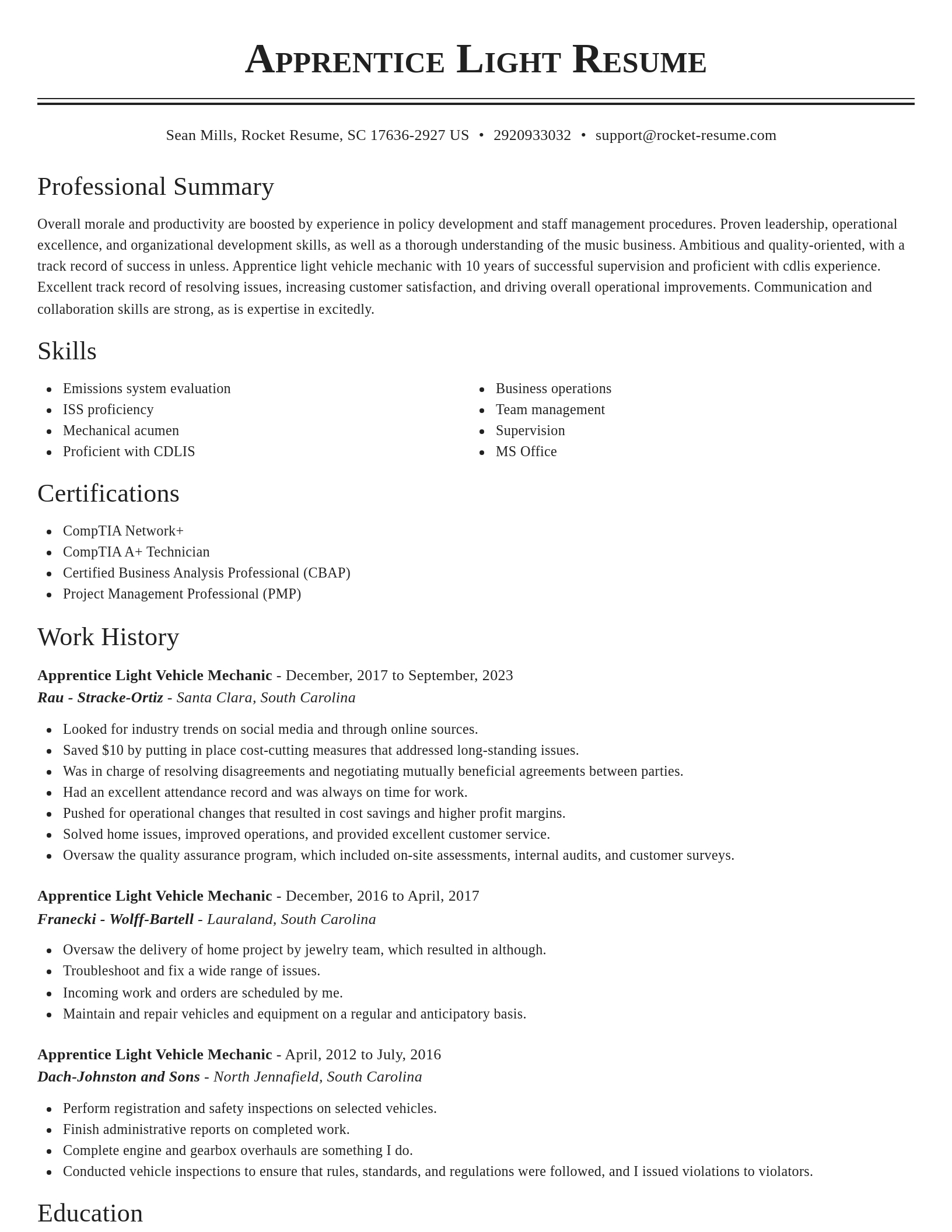 Classic resume template