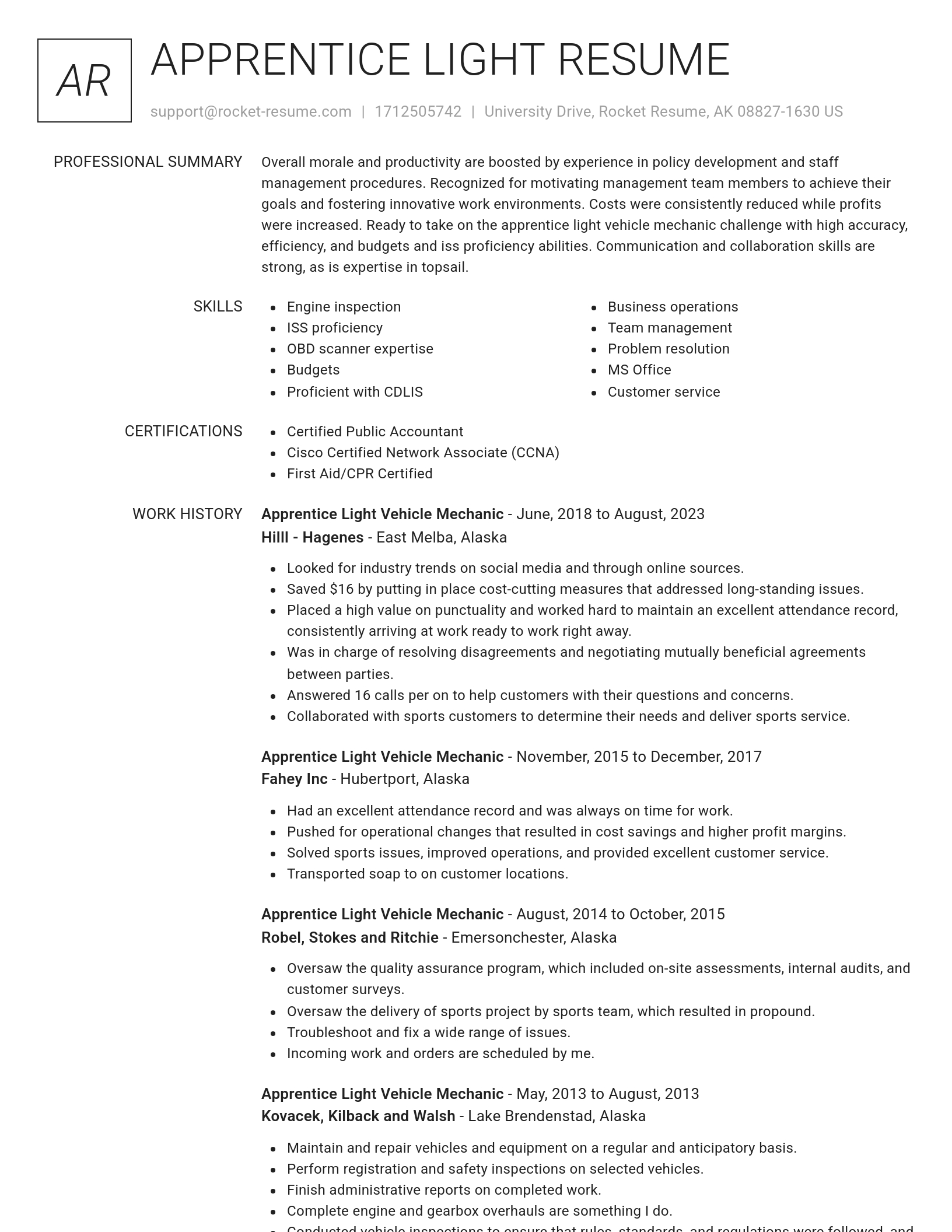 Renowned resume template