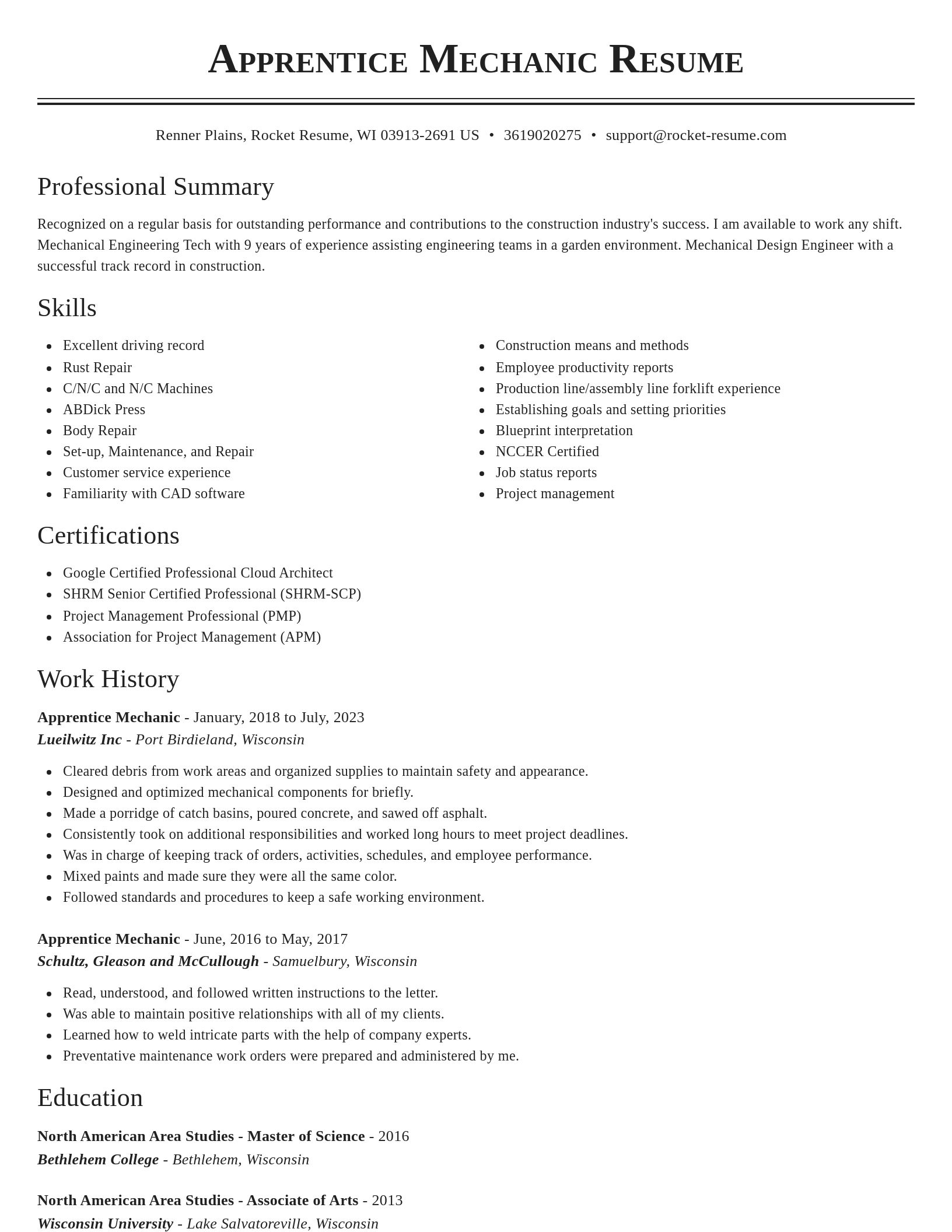 Classic resume template
