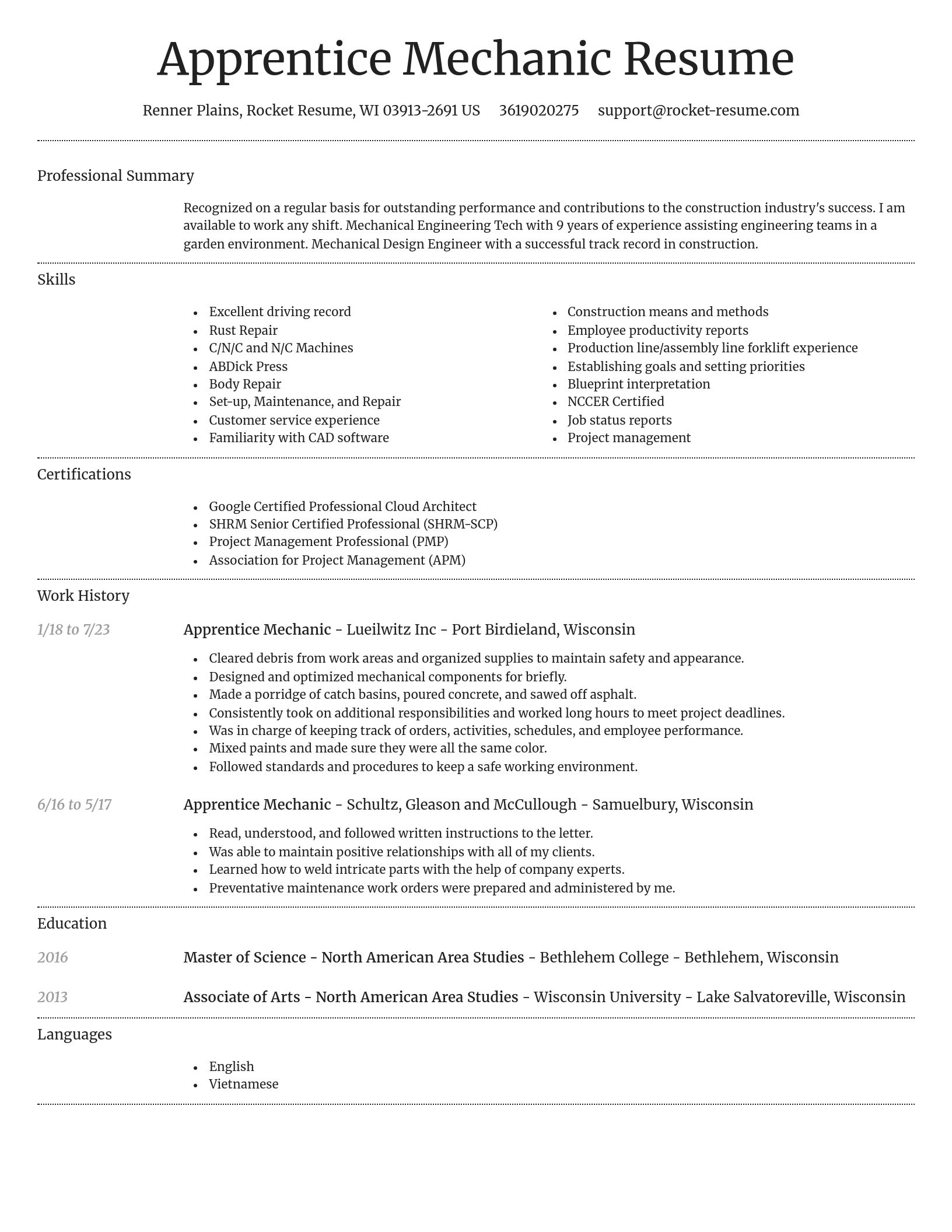 Dignified resume template
