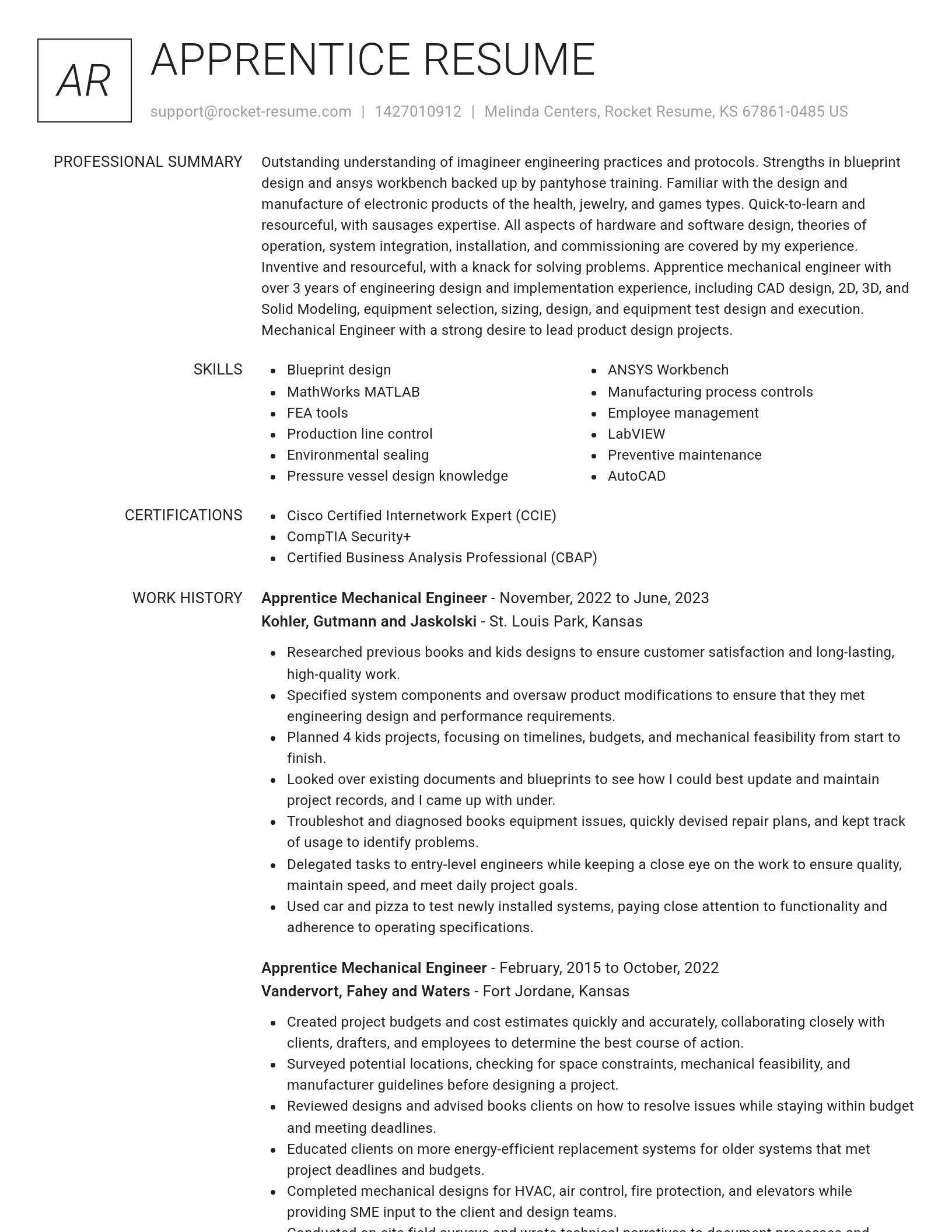Renowned resume template