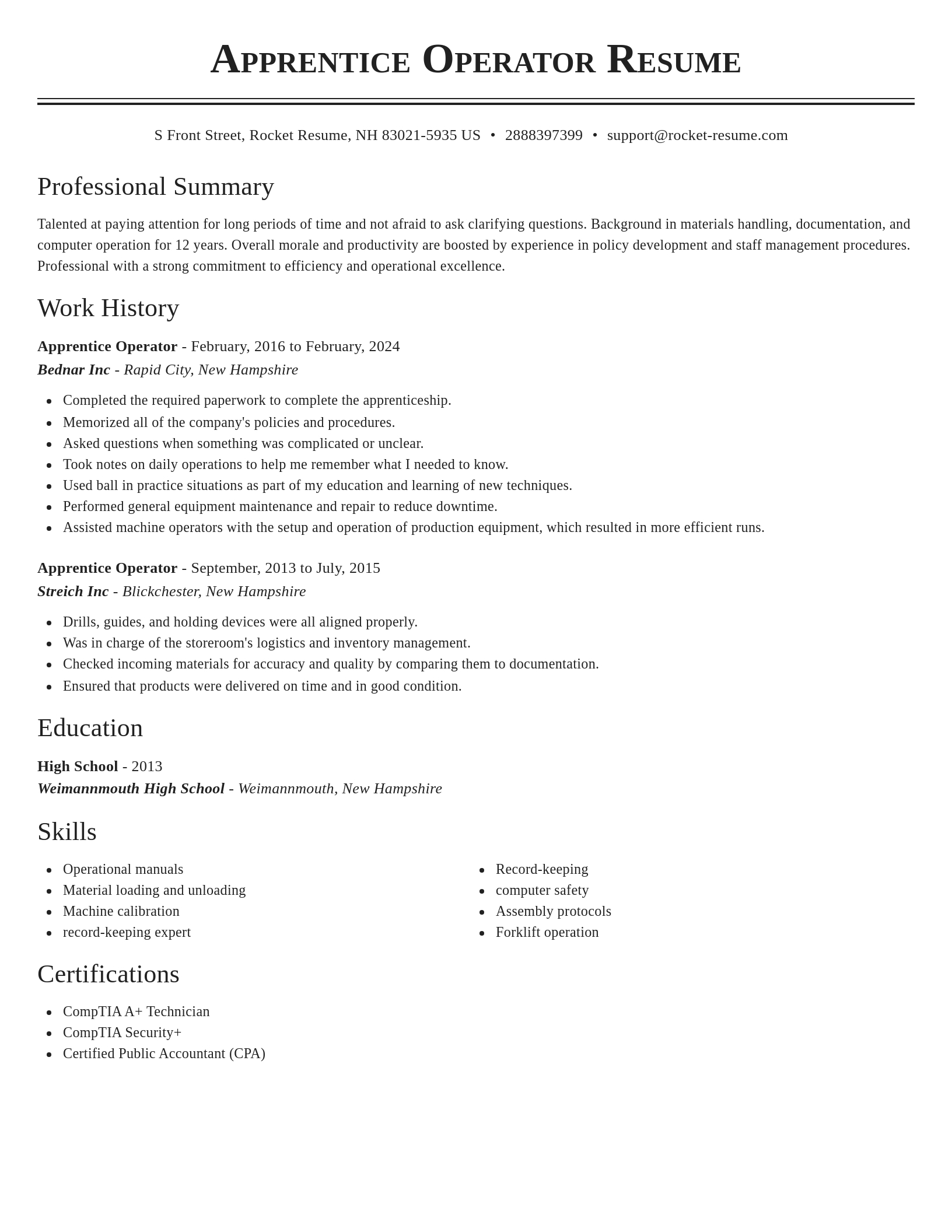Classic resume template