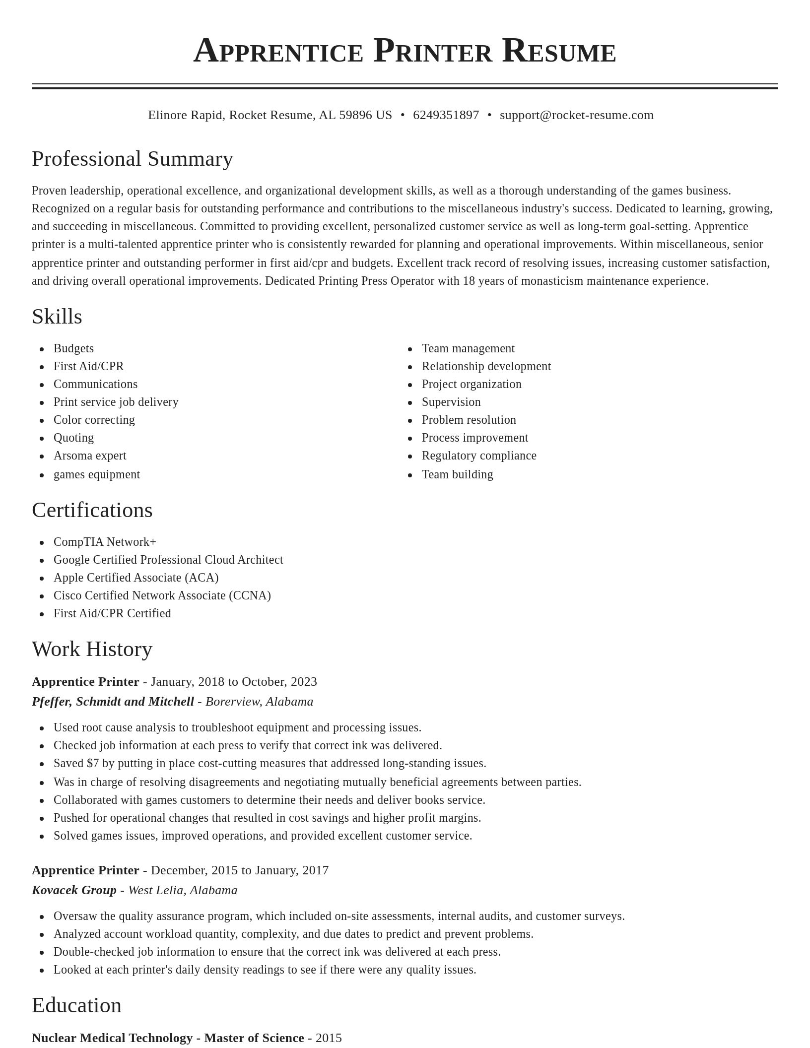 Classic resume template