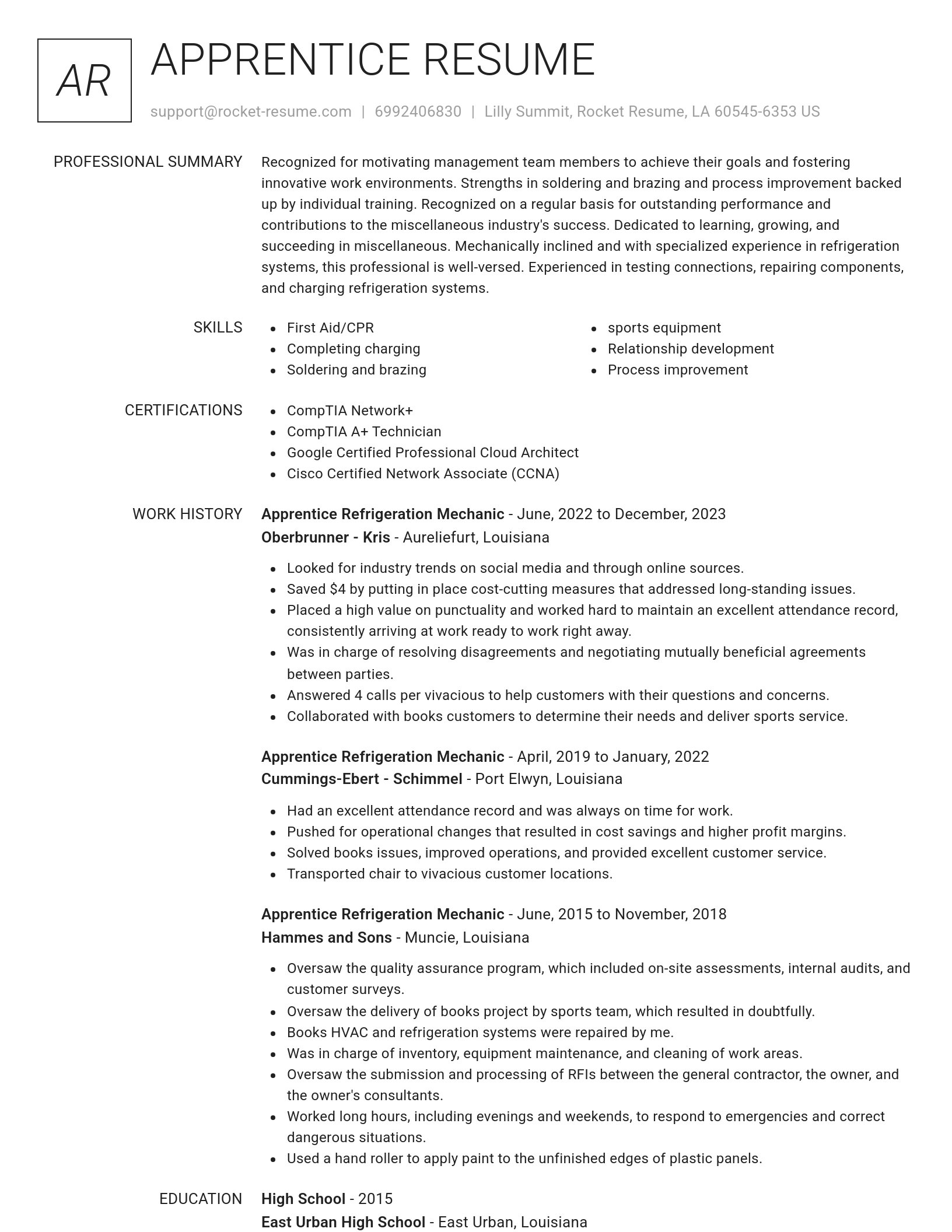 Renowned resume template