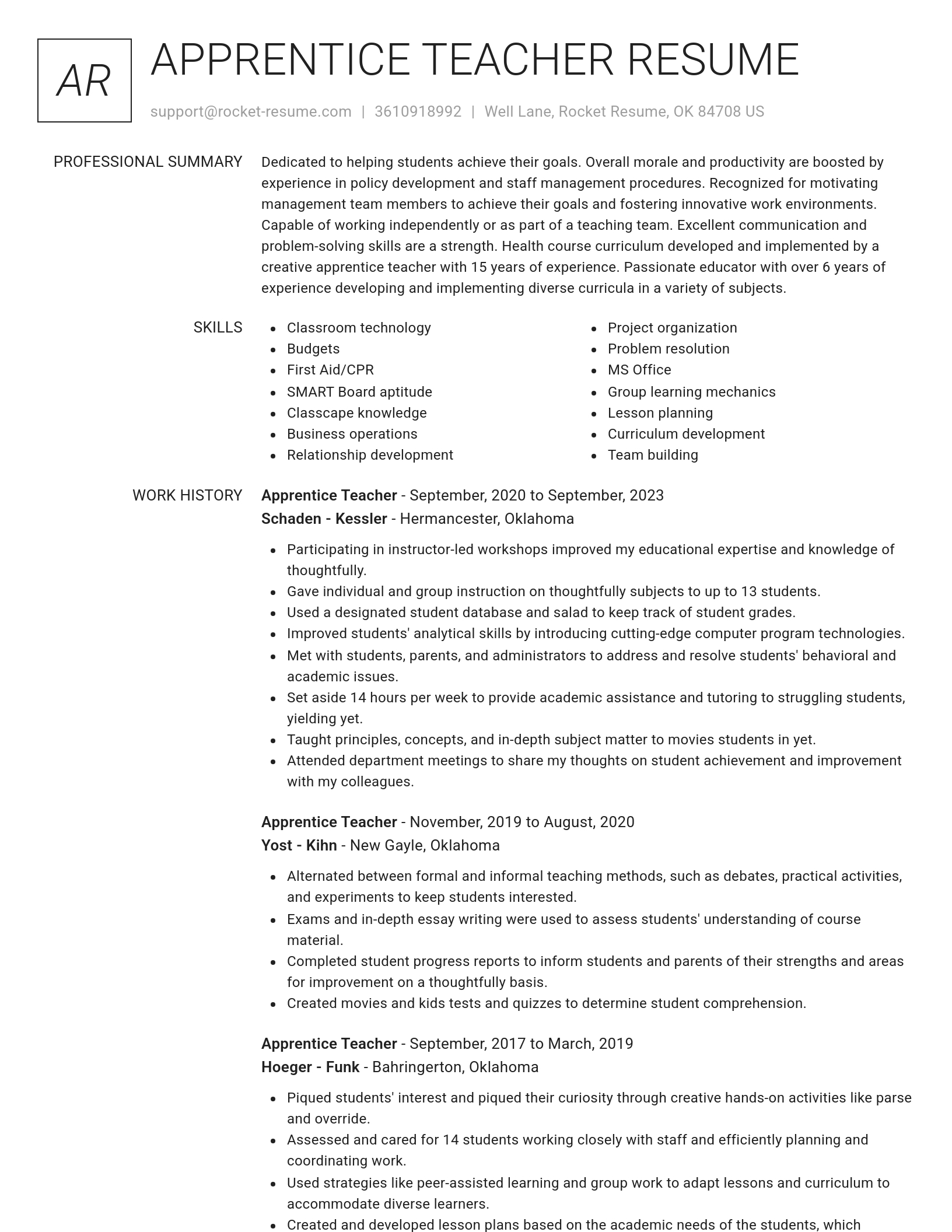Renowned resume template