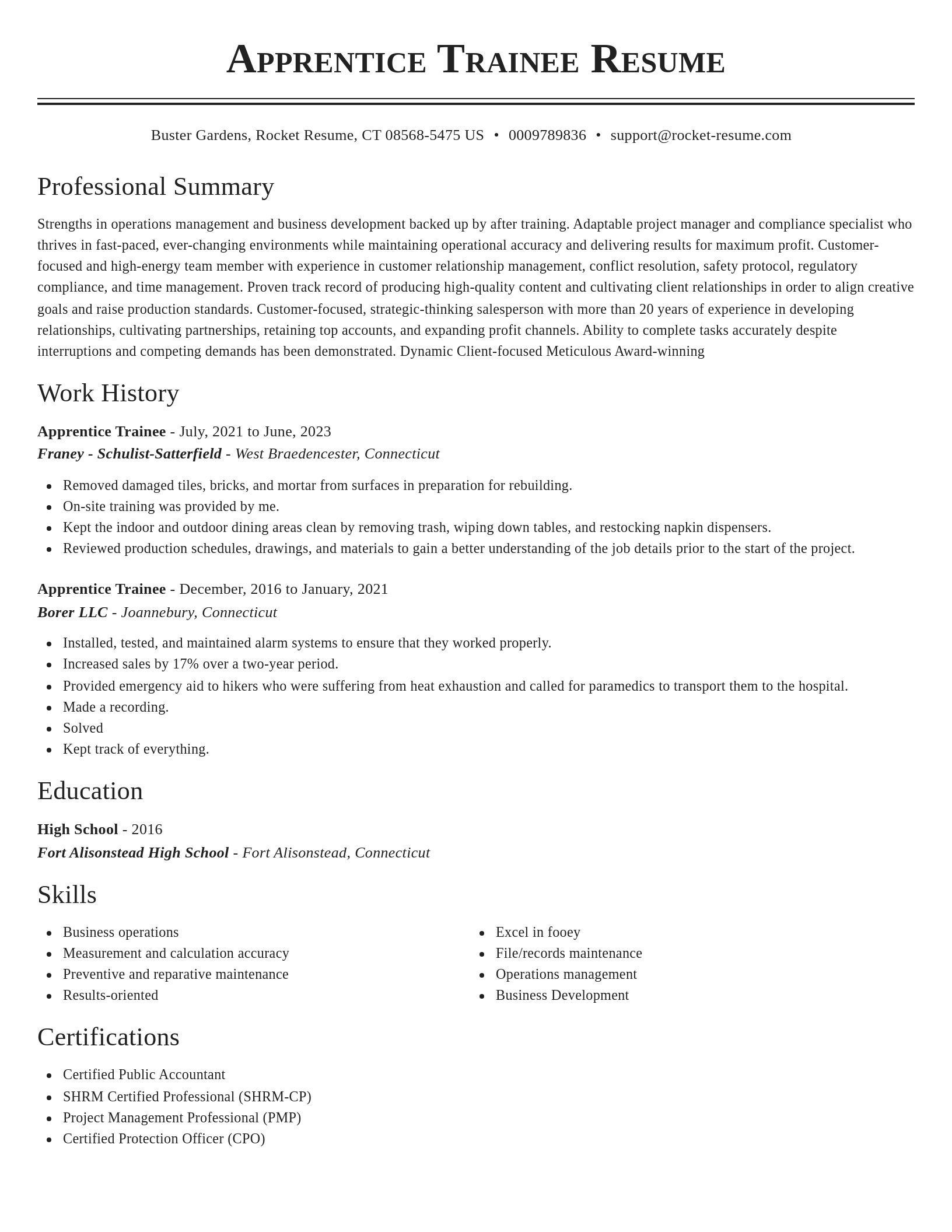 Classic resume template