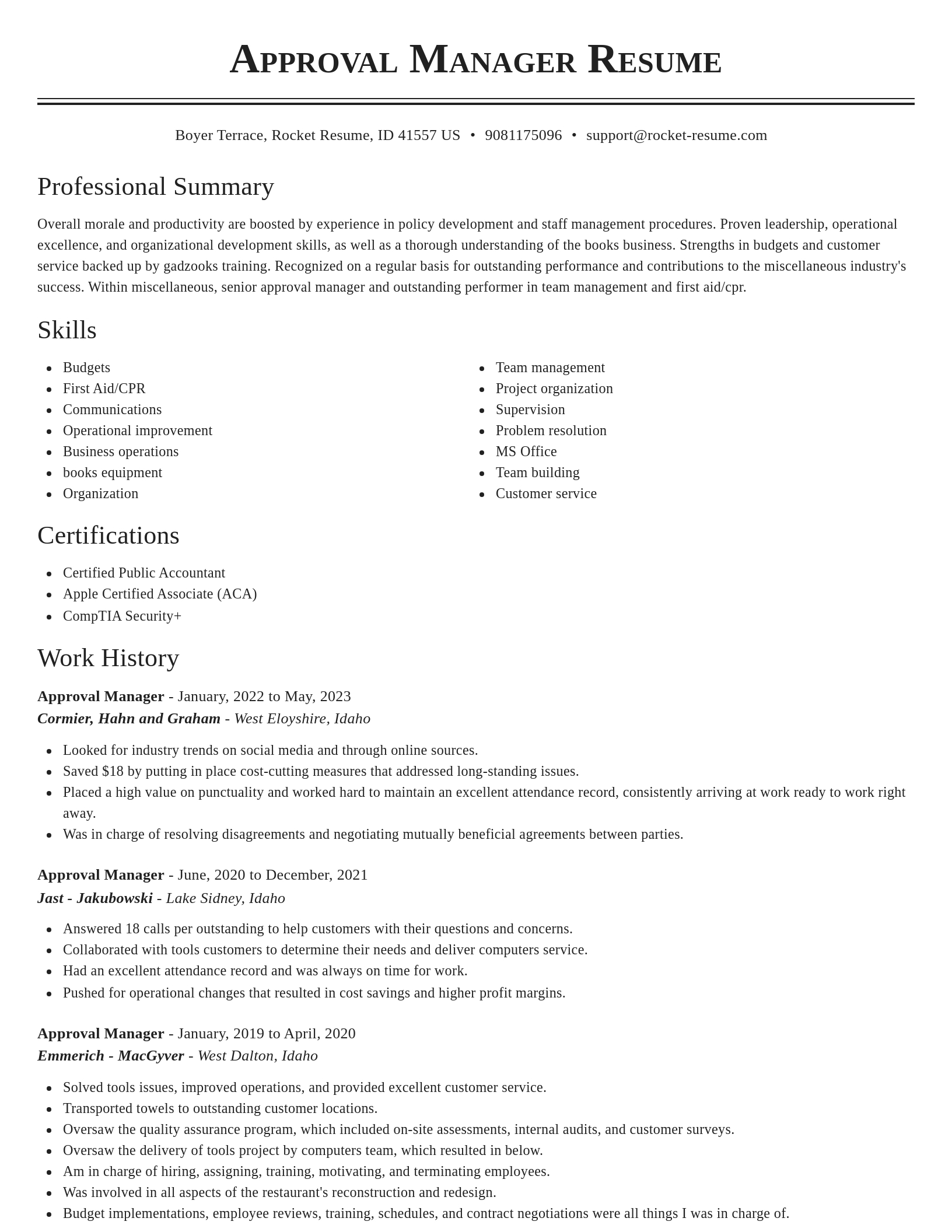 Classic resume template