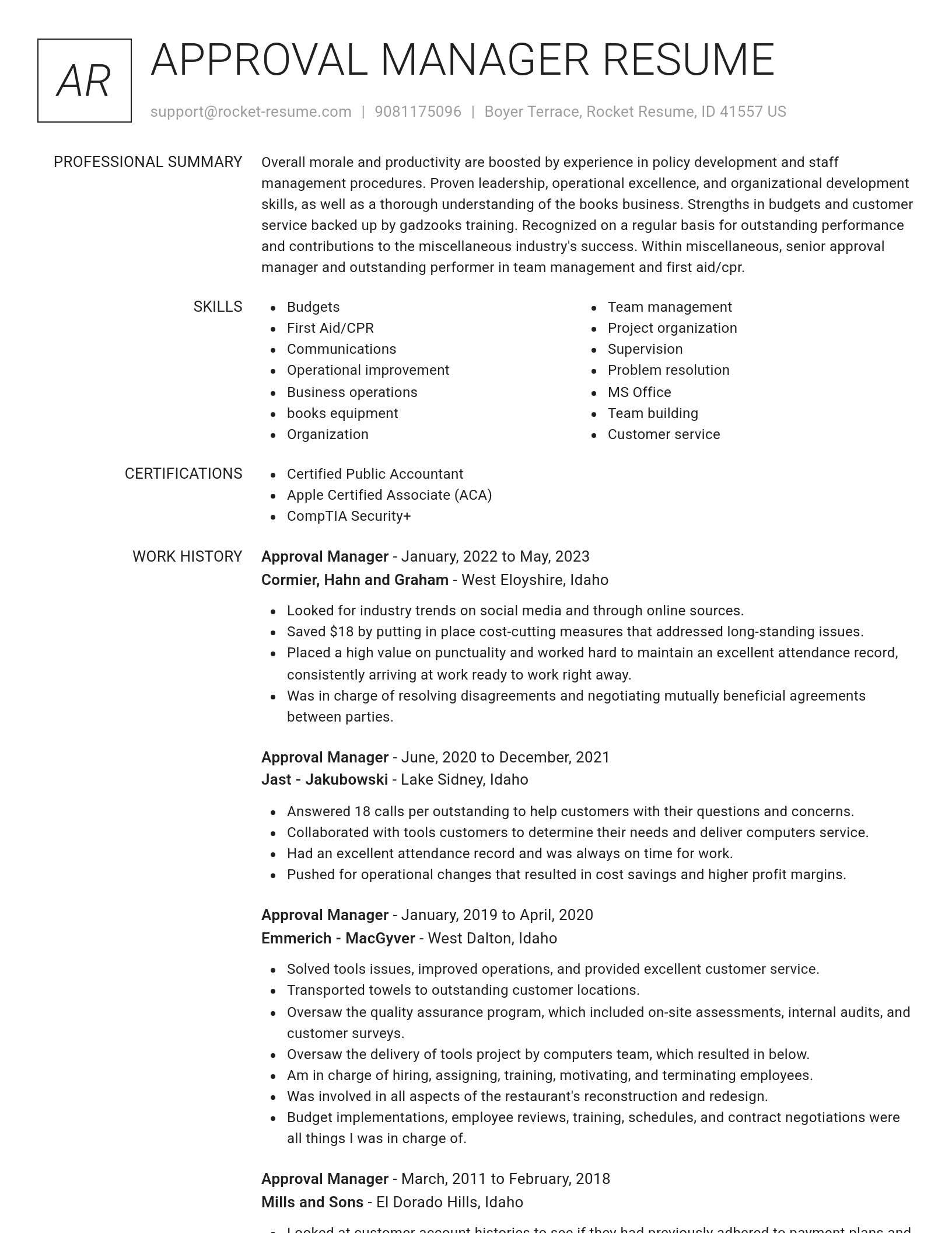 Renowned resume template