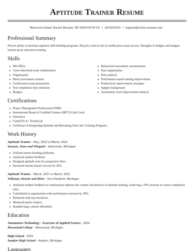 Classic resume template