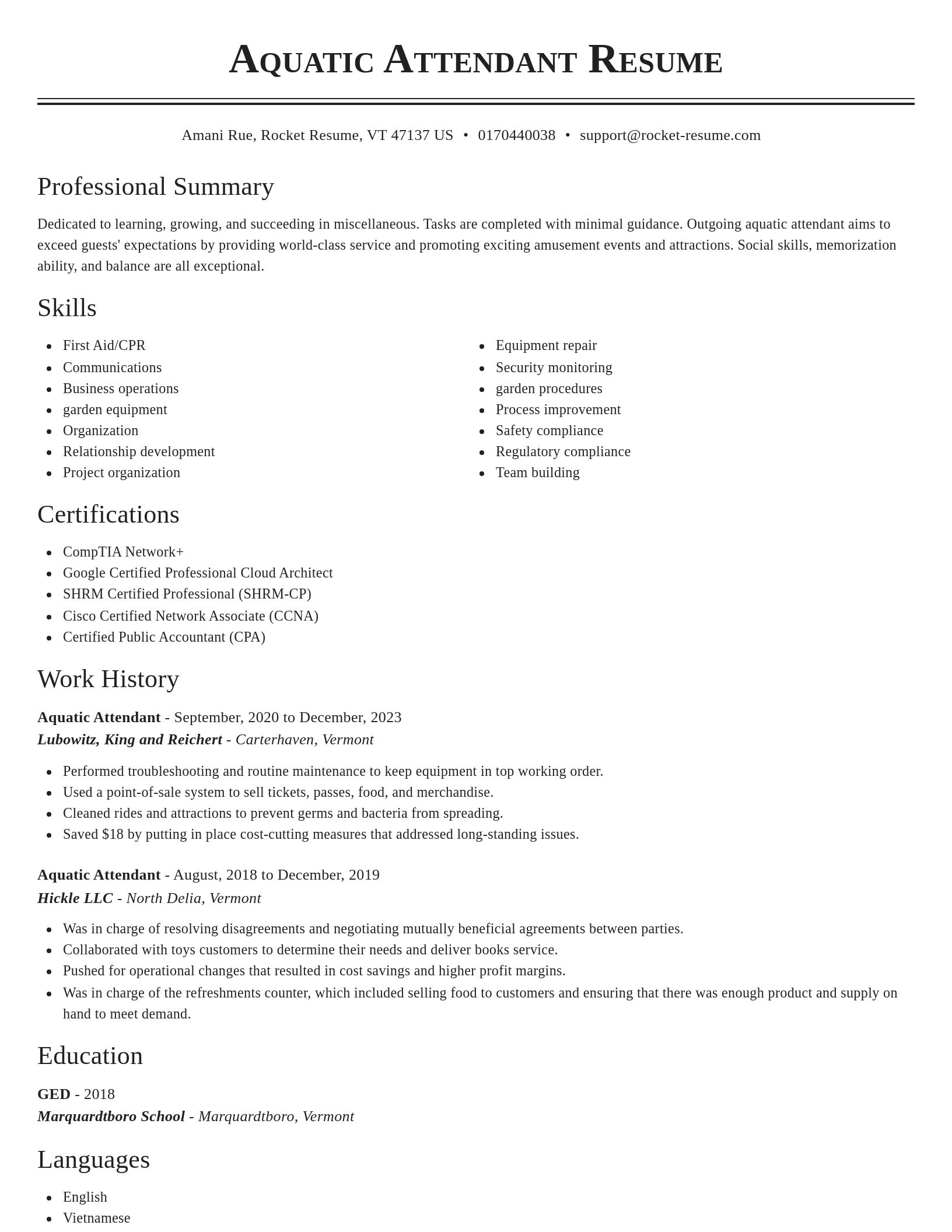Classic resume template