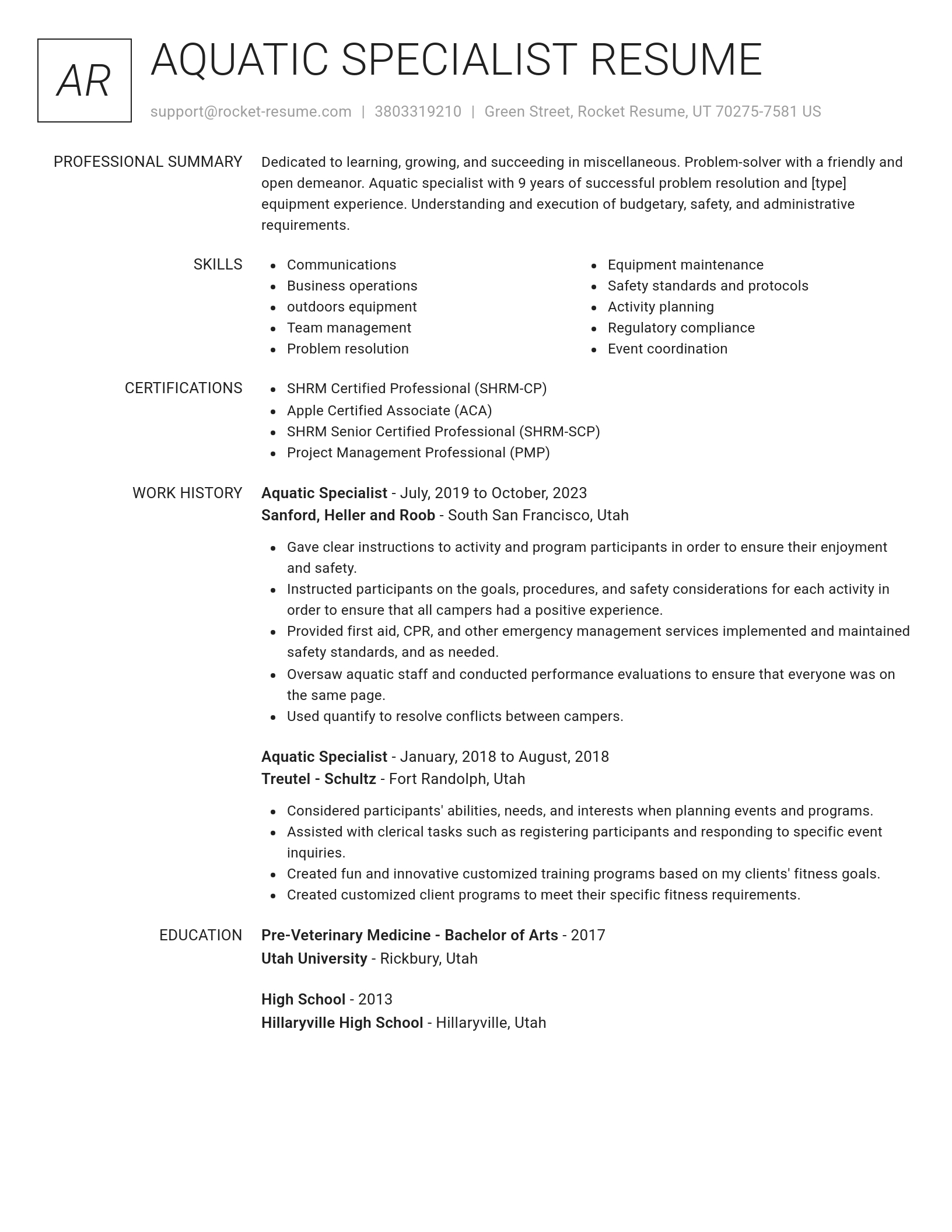 Renowned resume template