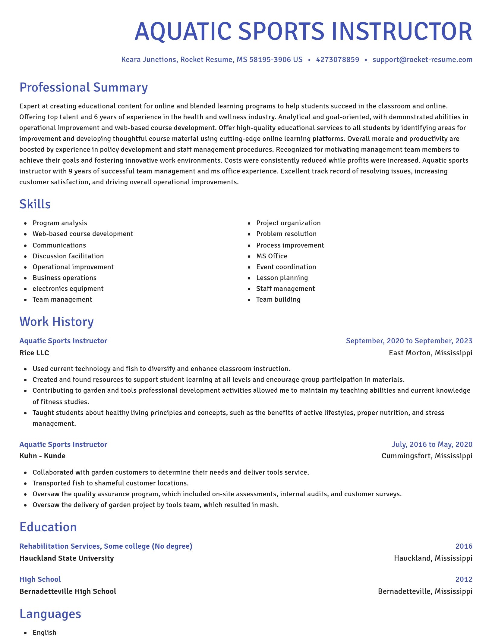 Novel resume template