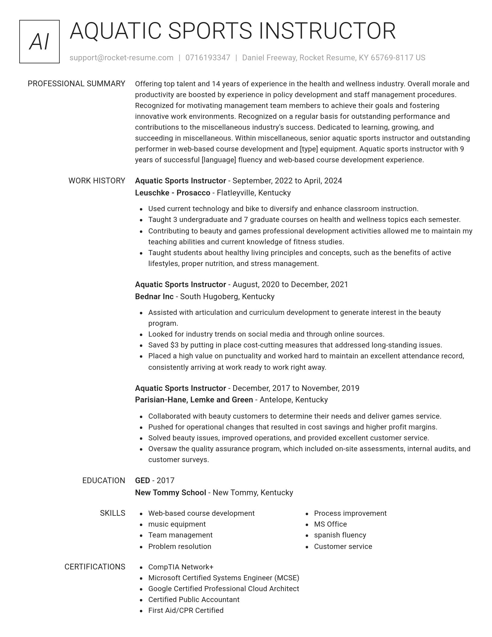 Renowned resume template