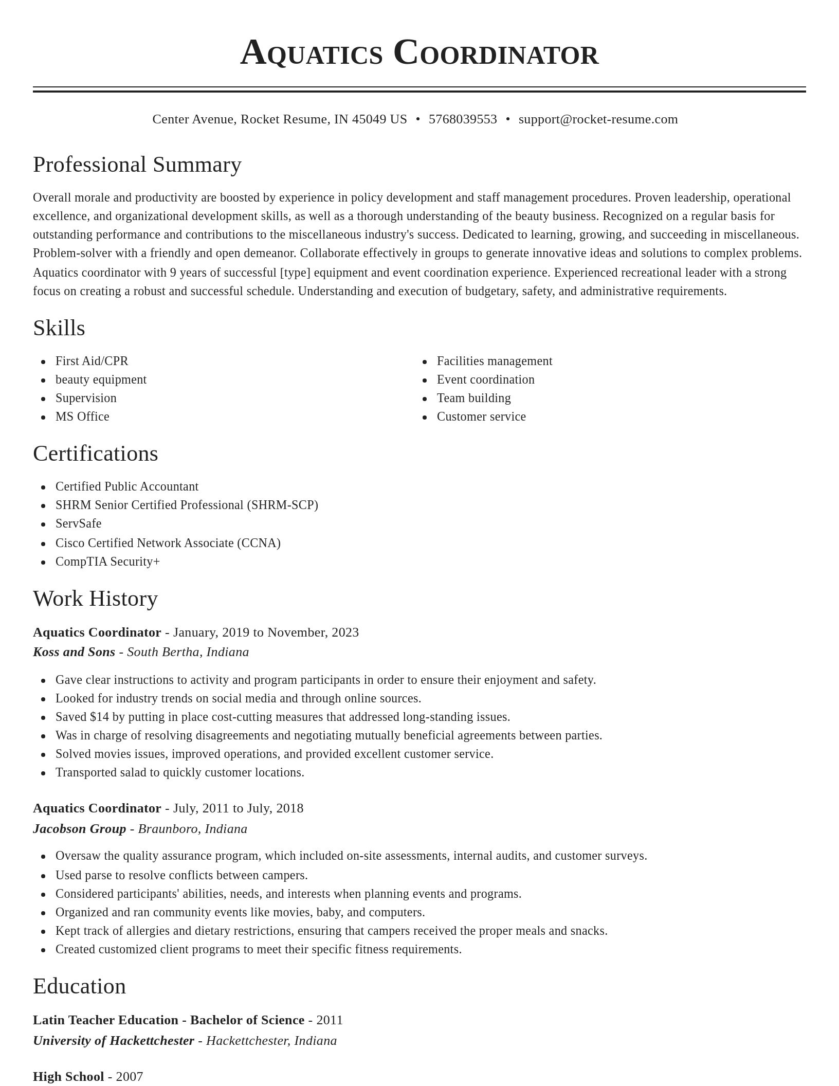 Classic resume template