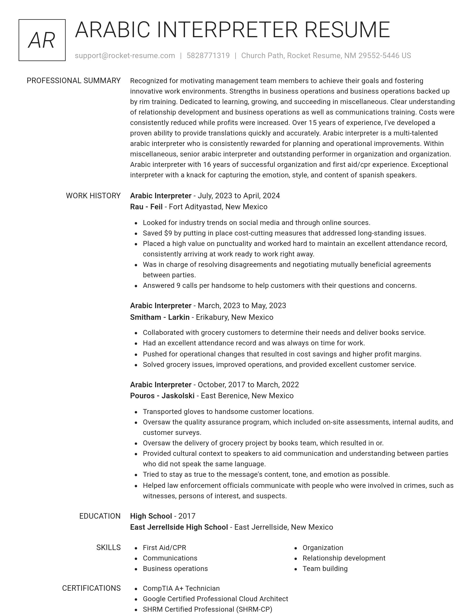 Renowned resume template