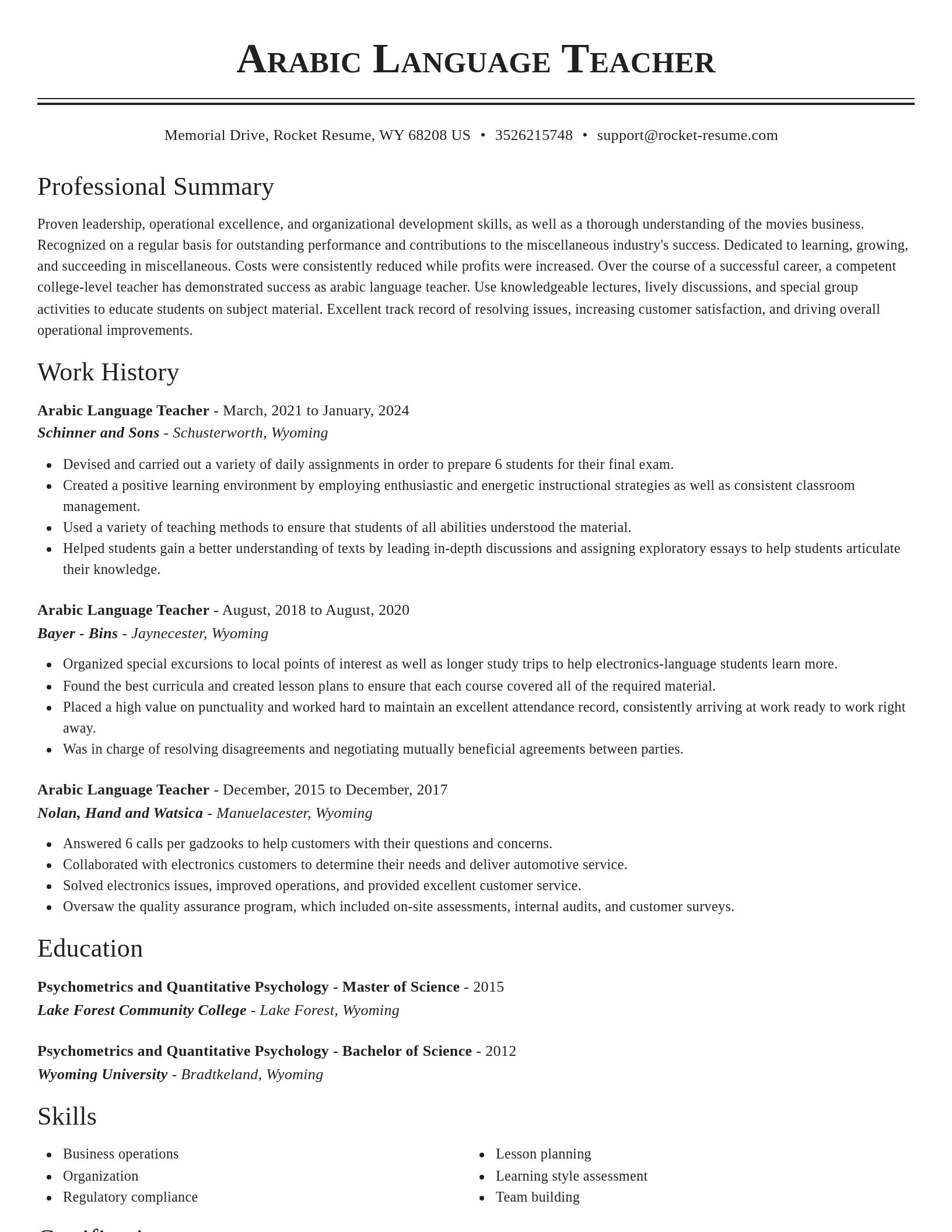 Classic resume template