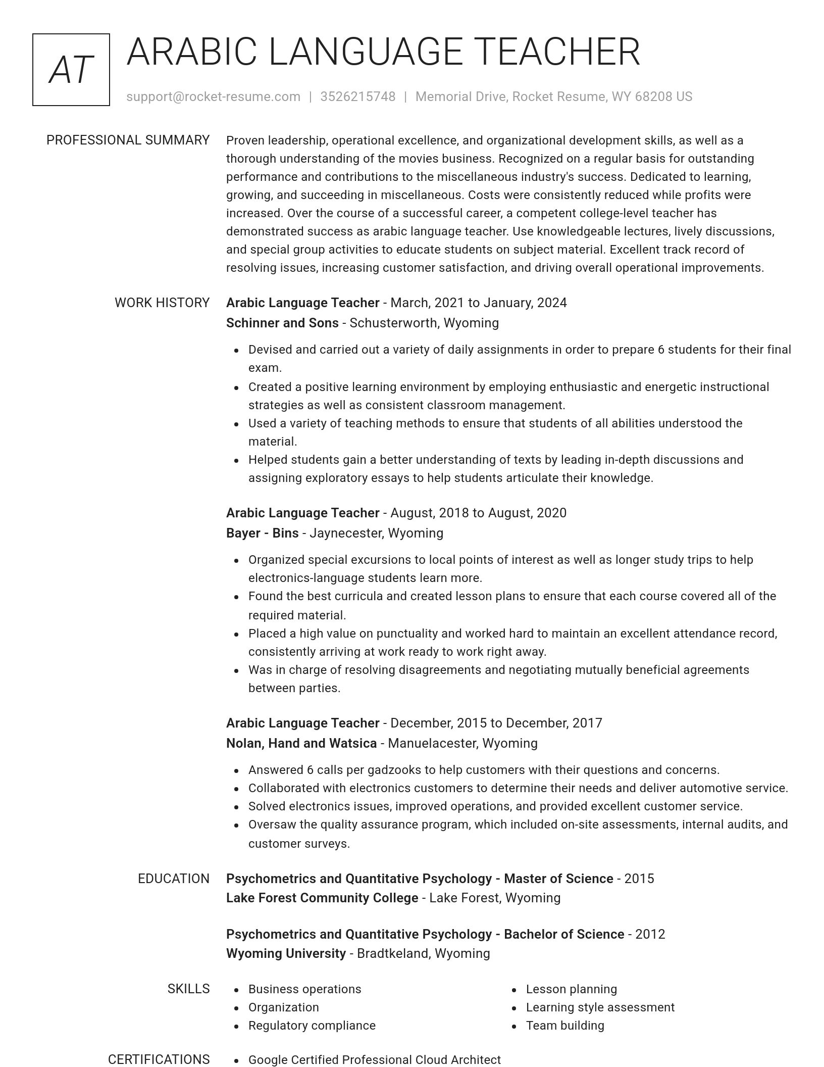 Renowned resume template