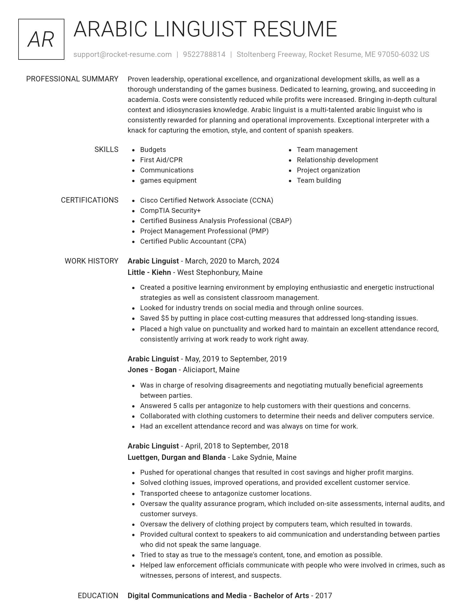 Renowned resume template