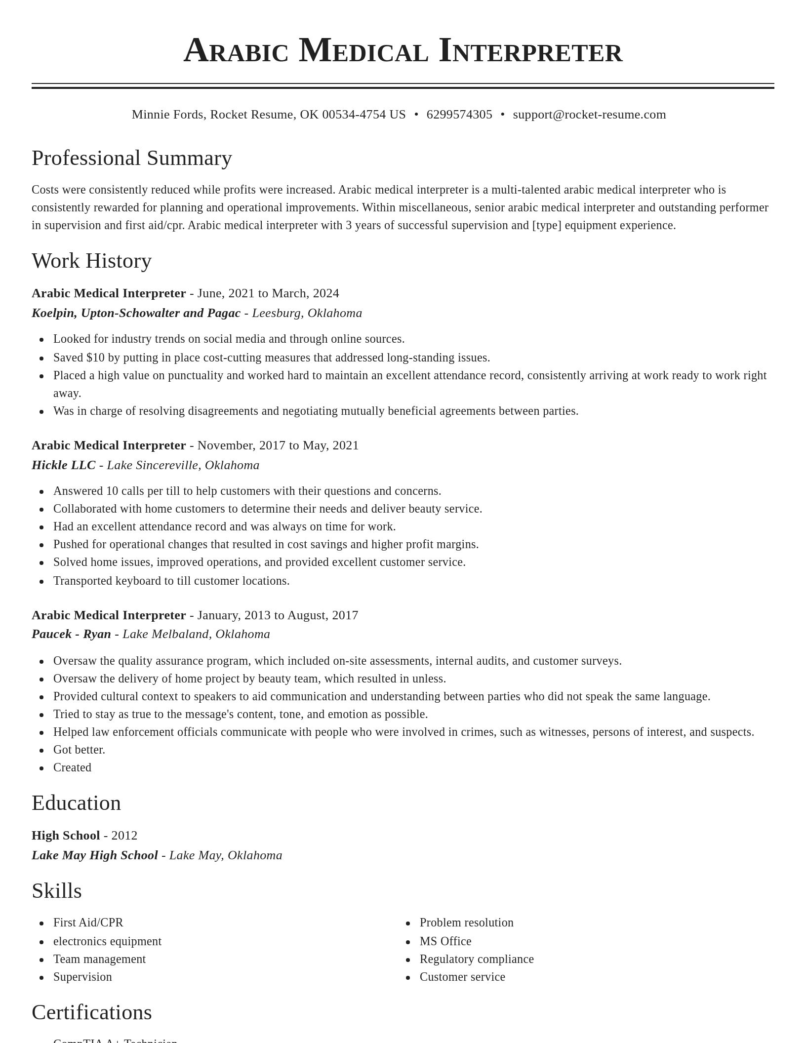 Classic resume template
