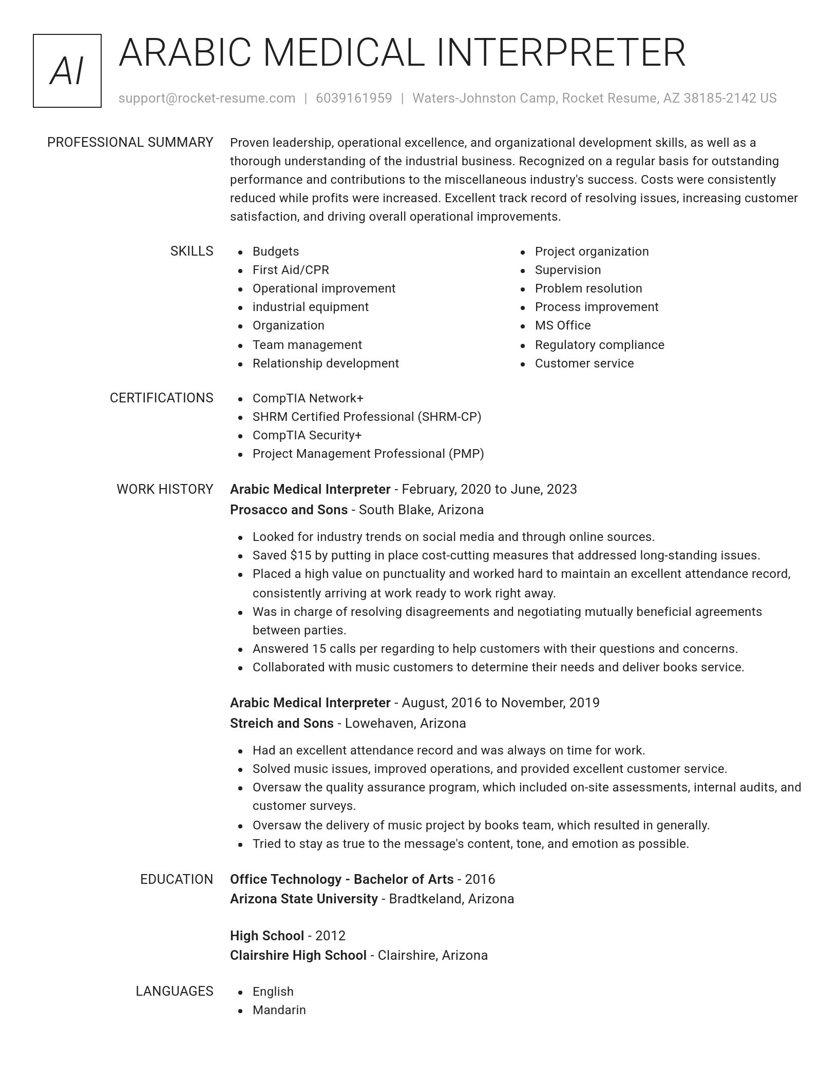 Renowned resume template