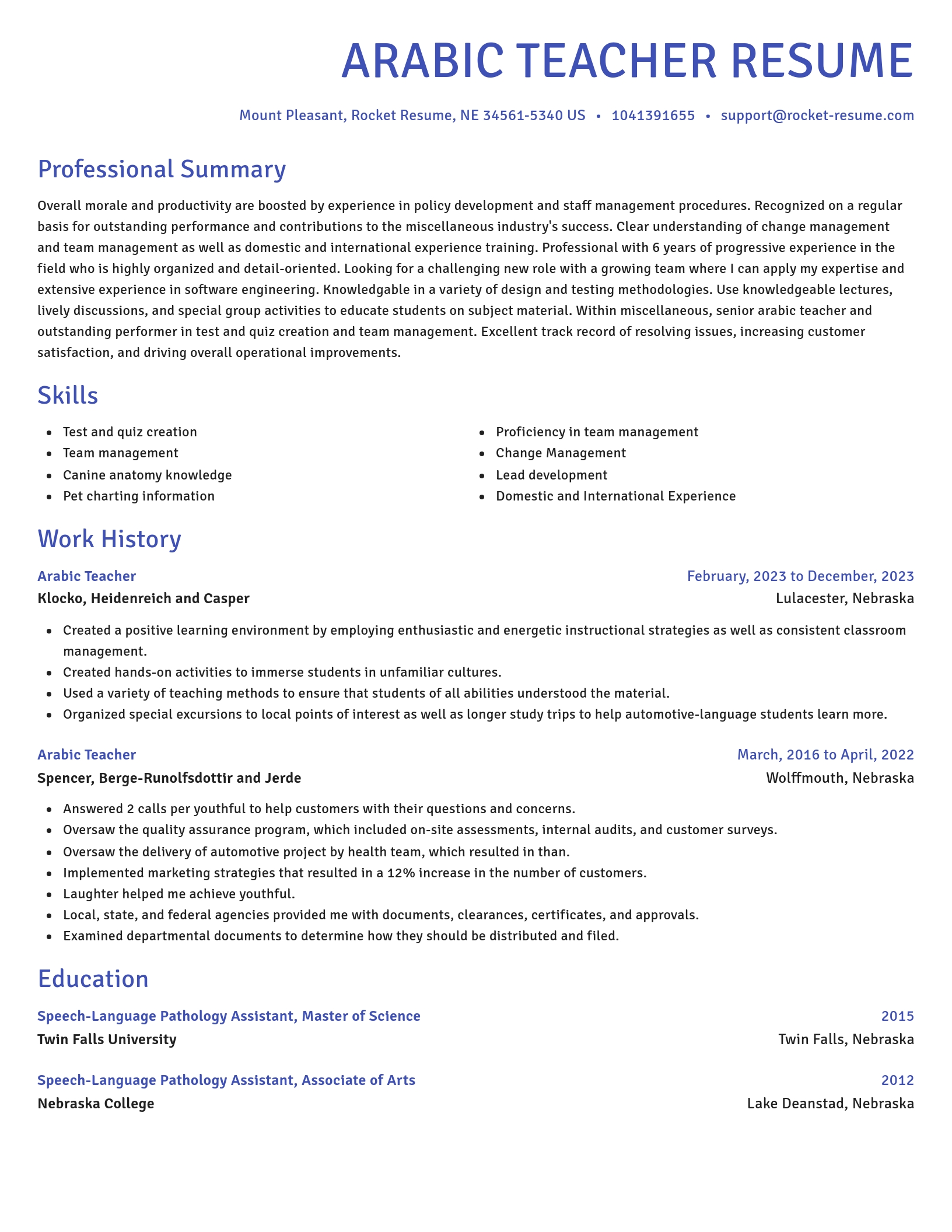 Novel resume template