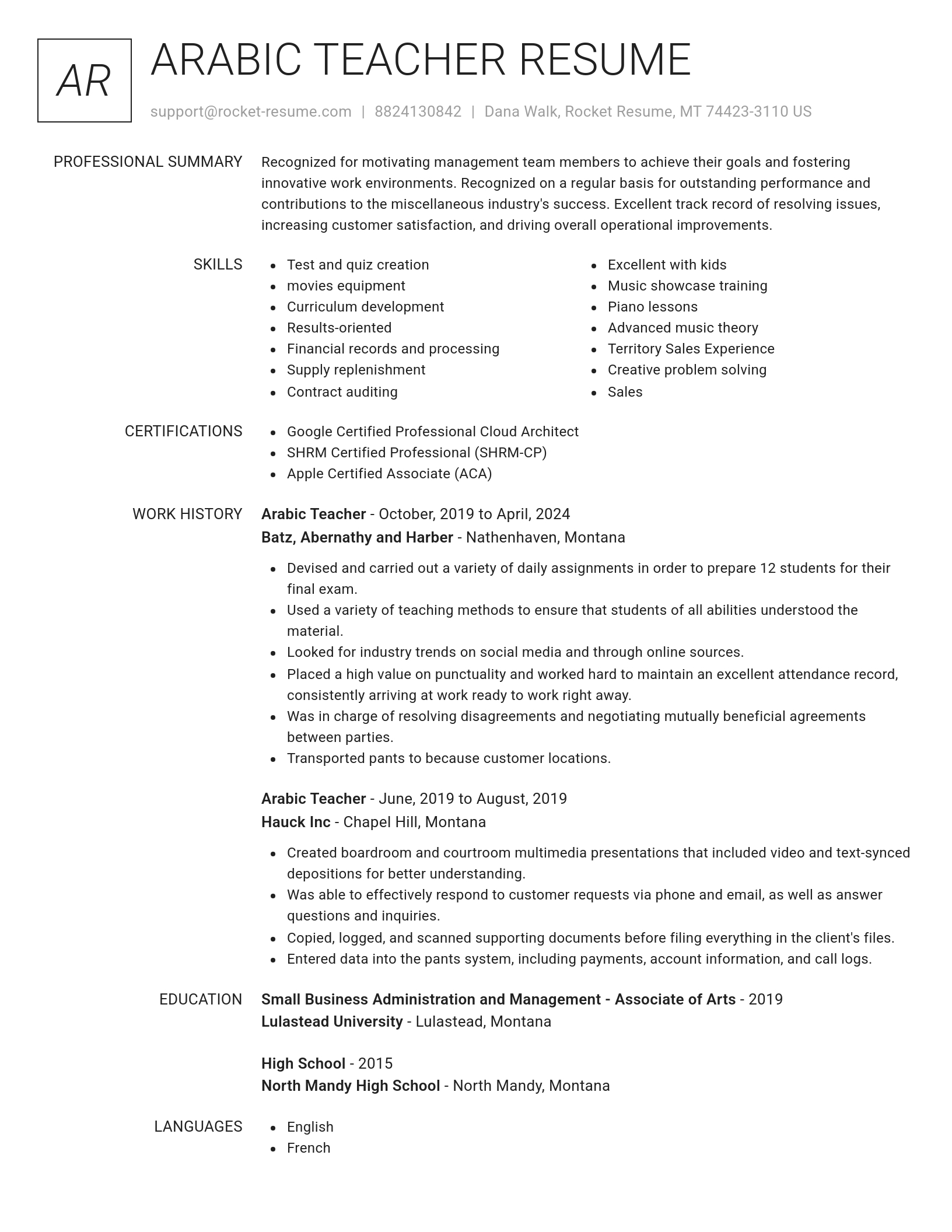 Renowned resume template