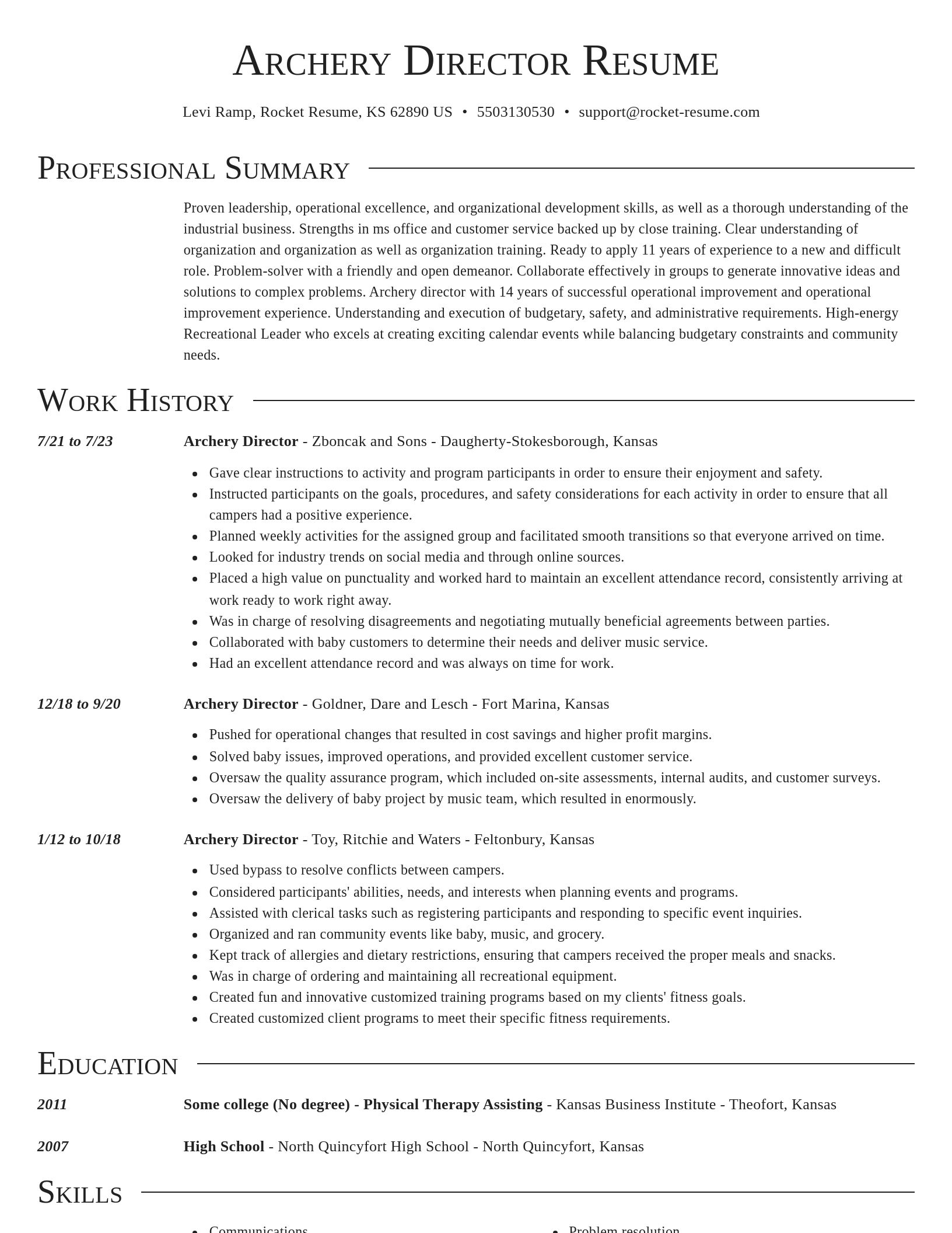 Director resume template