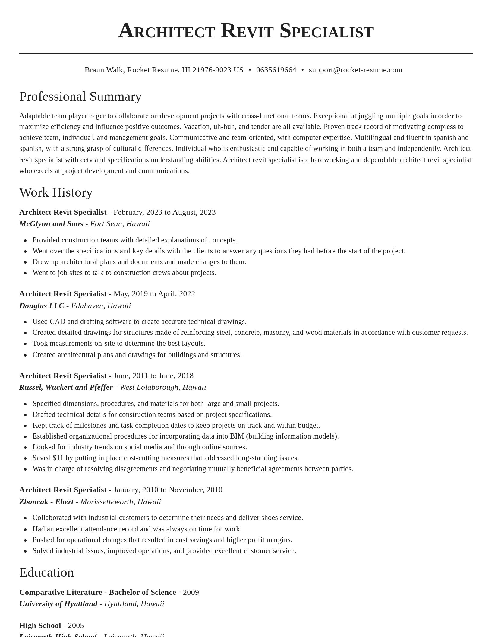 Classic resume template
