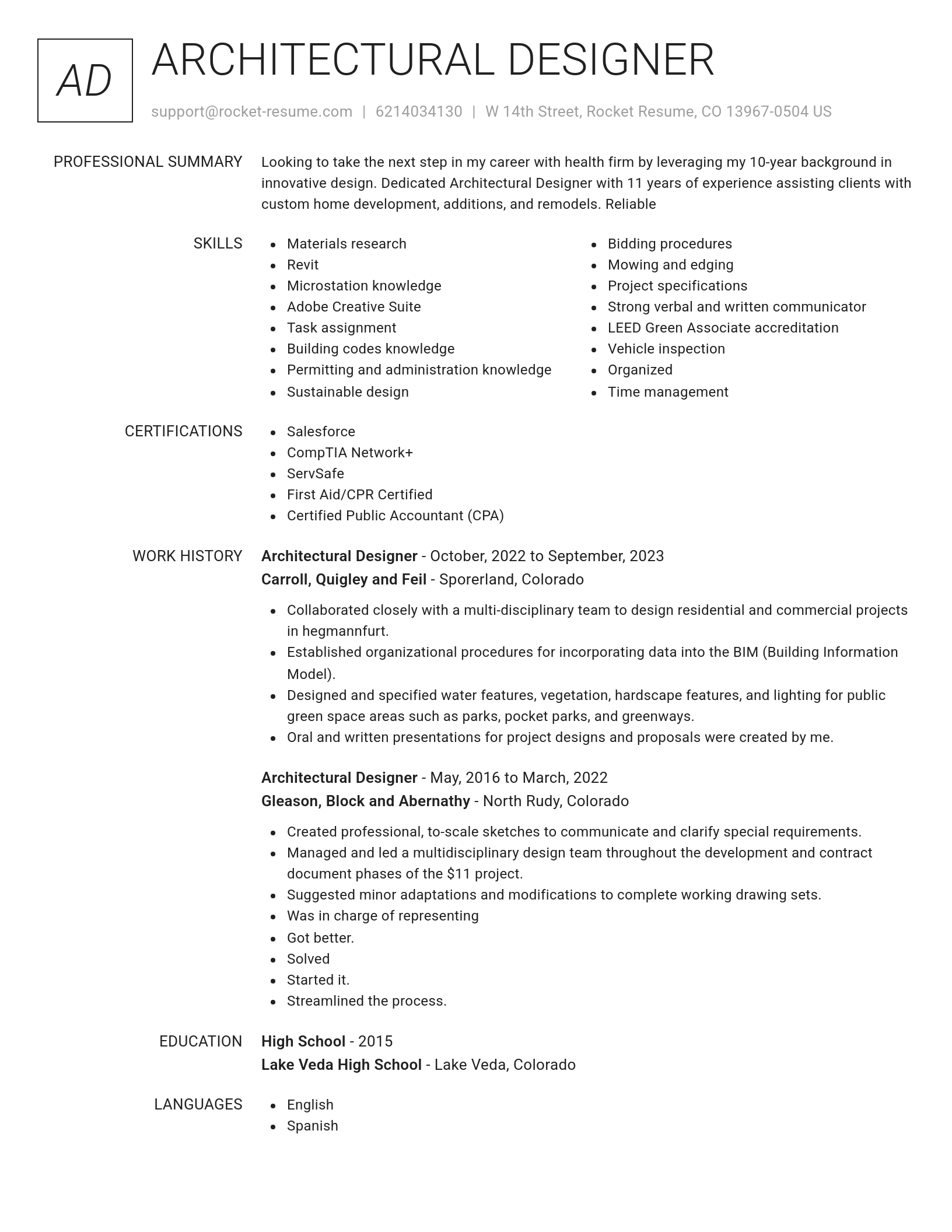 Renowned resume template