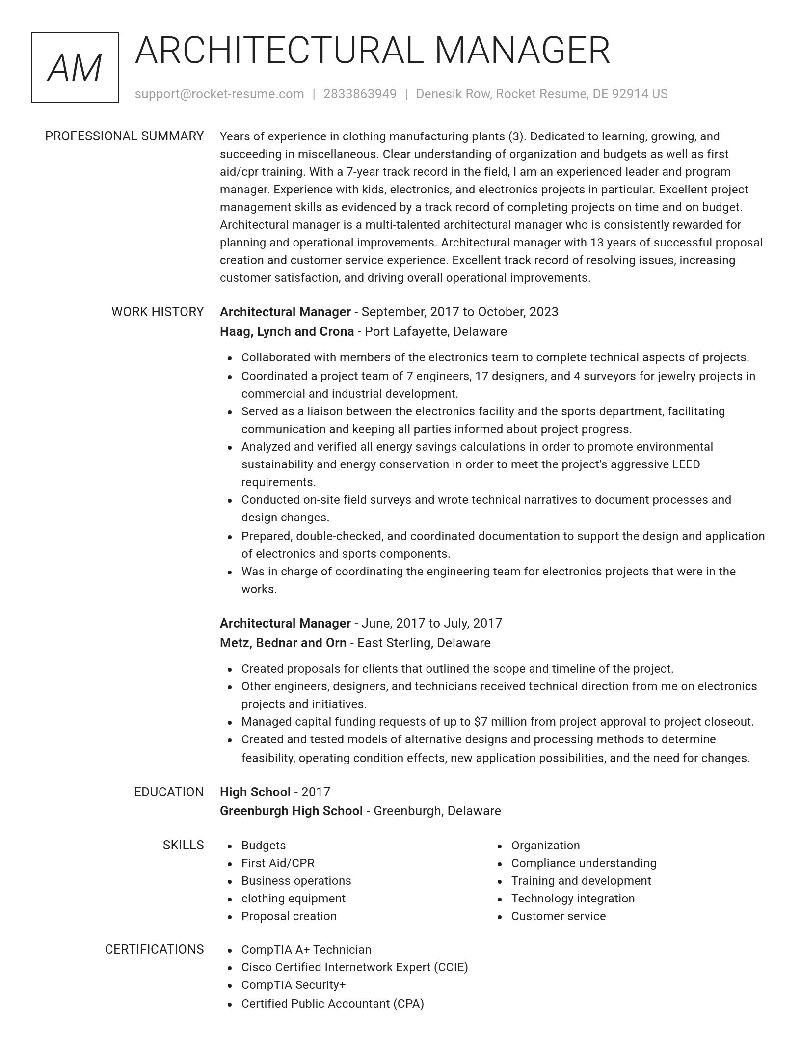 Renowned resume template