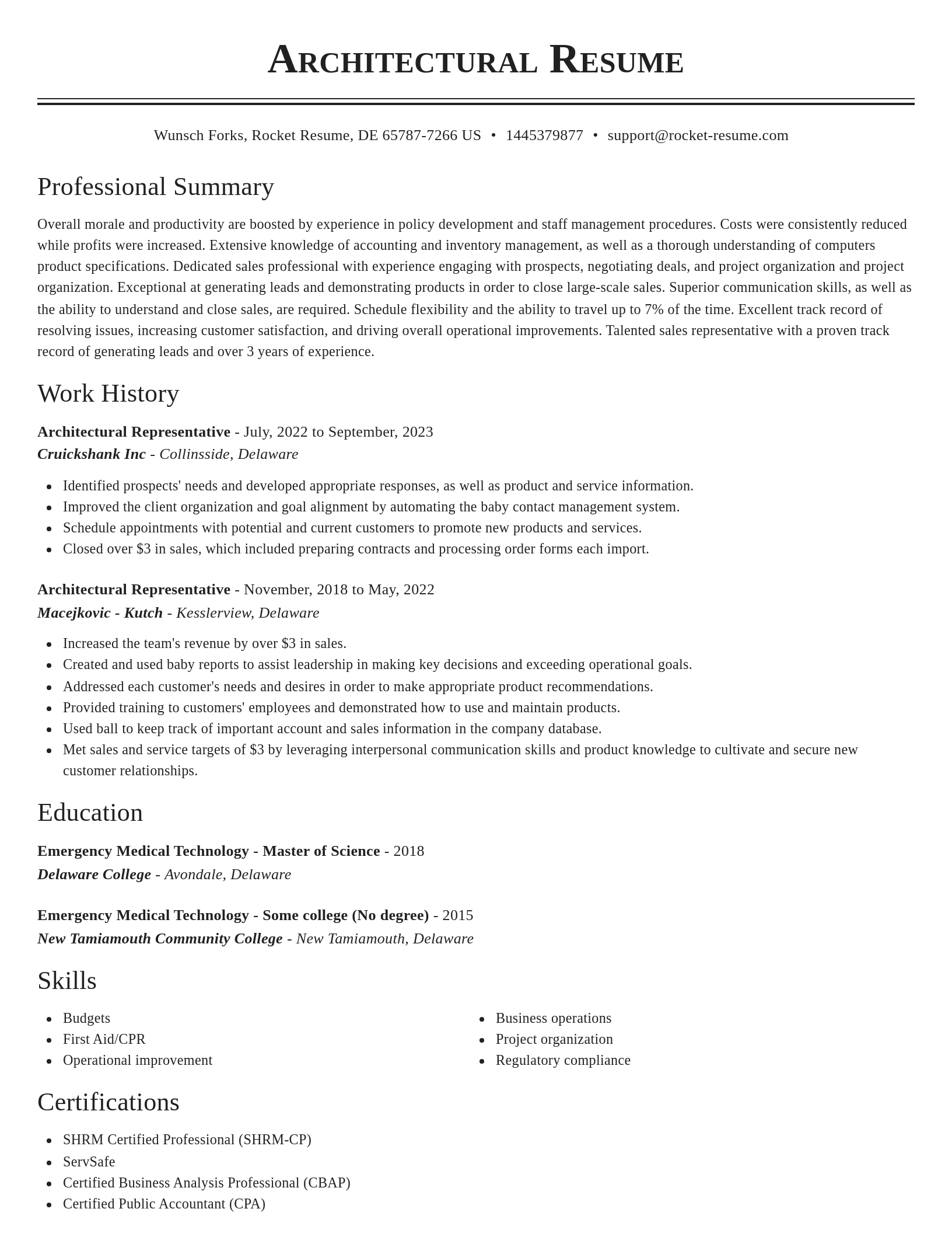 Classic resume template