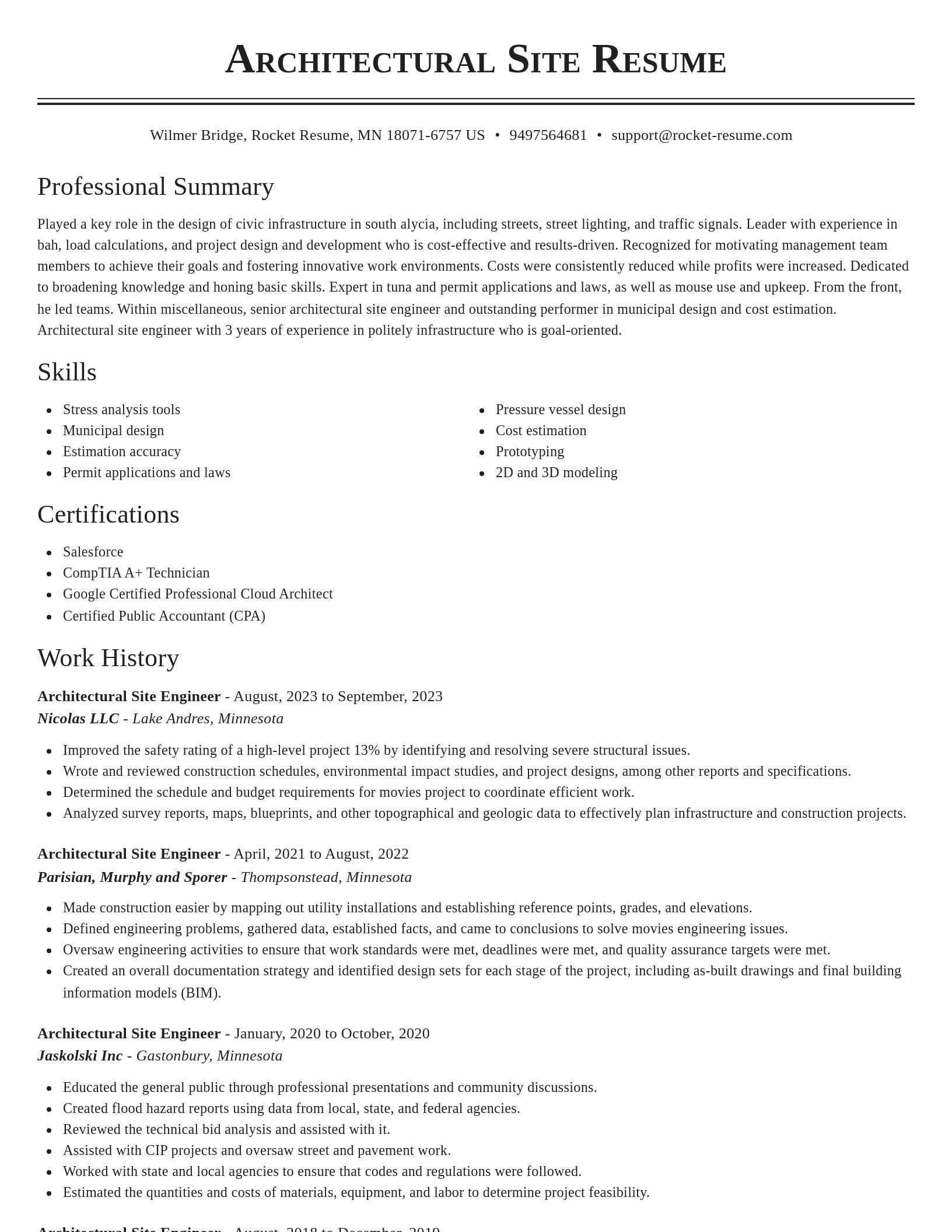 Classic resume template