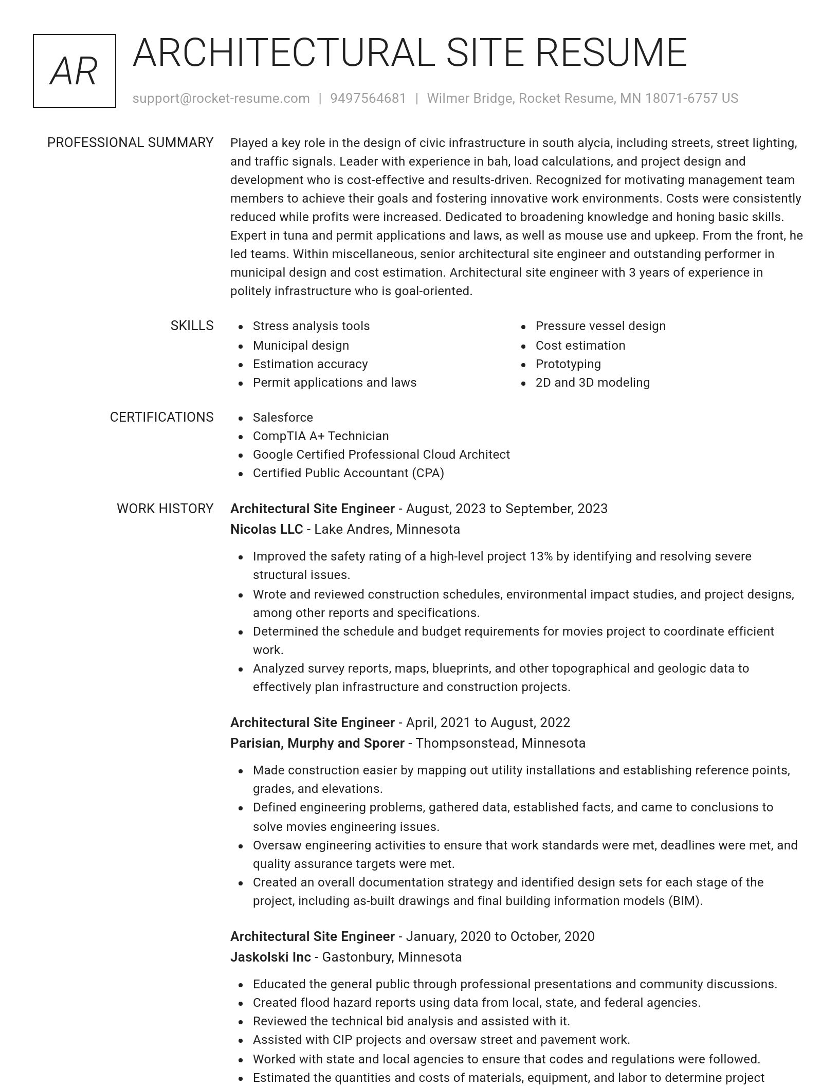 Renowned resume template