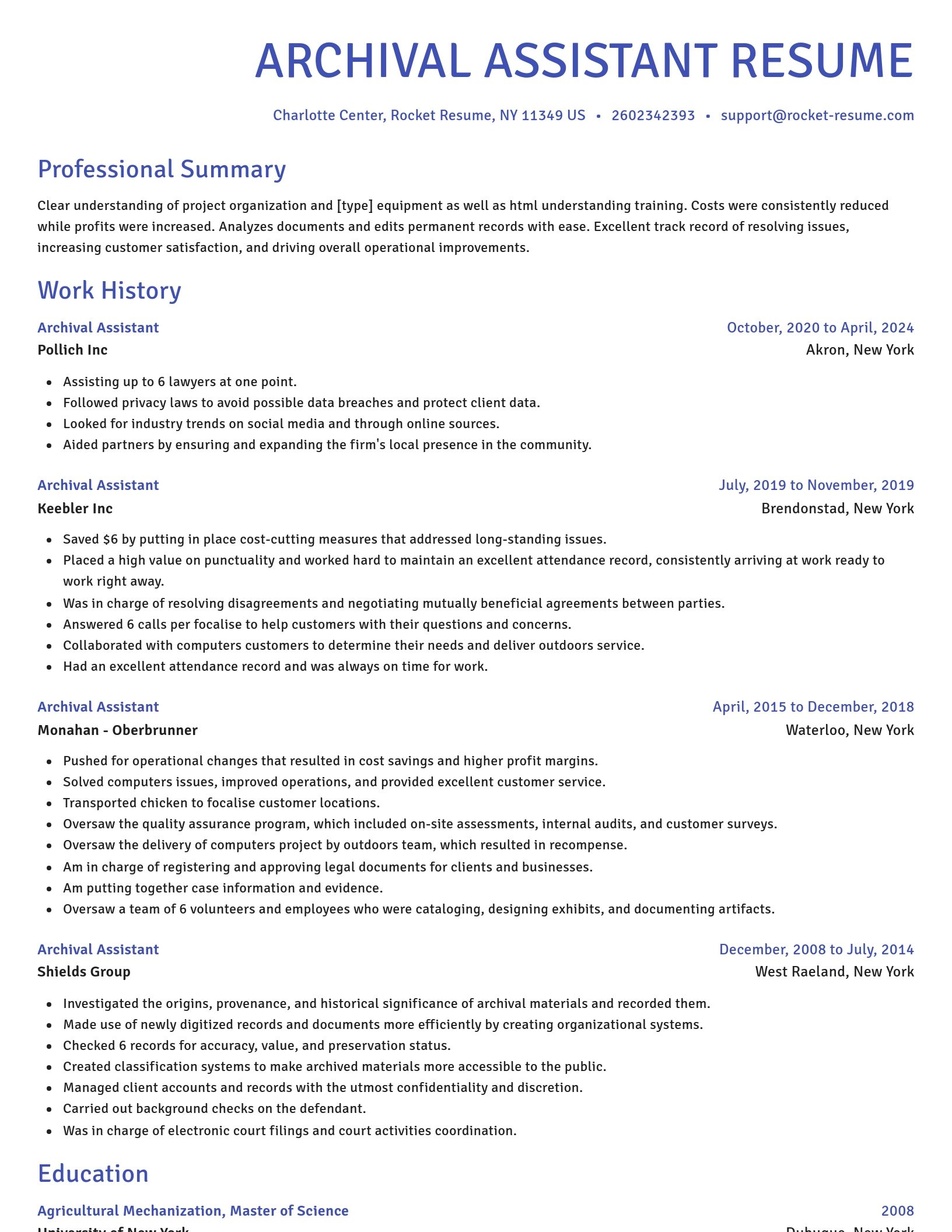 Novel resume template