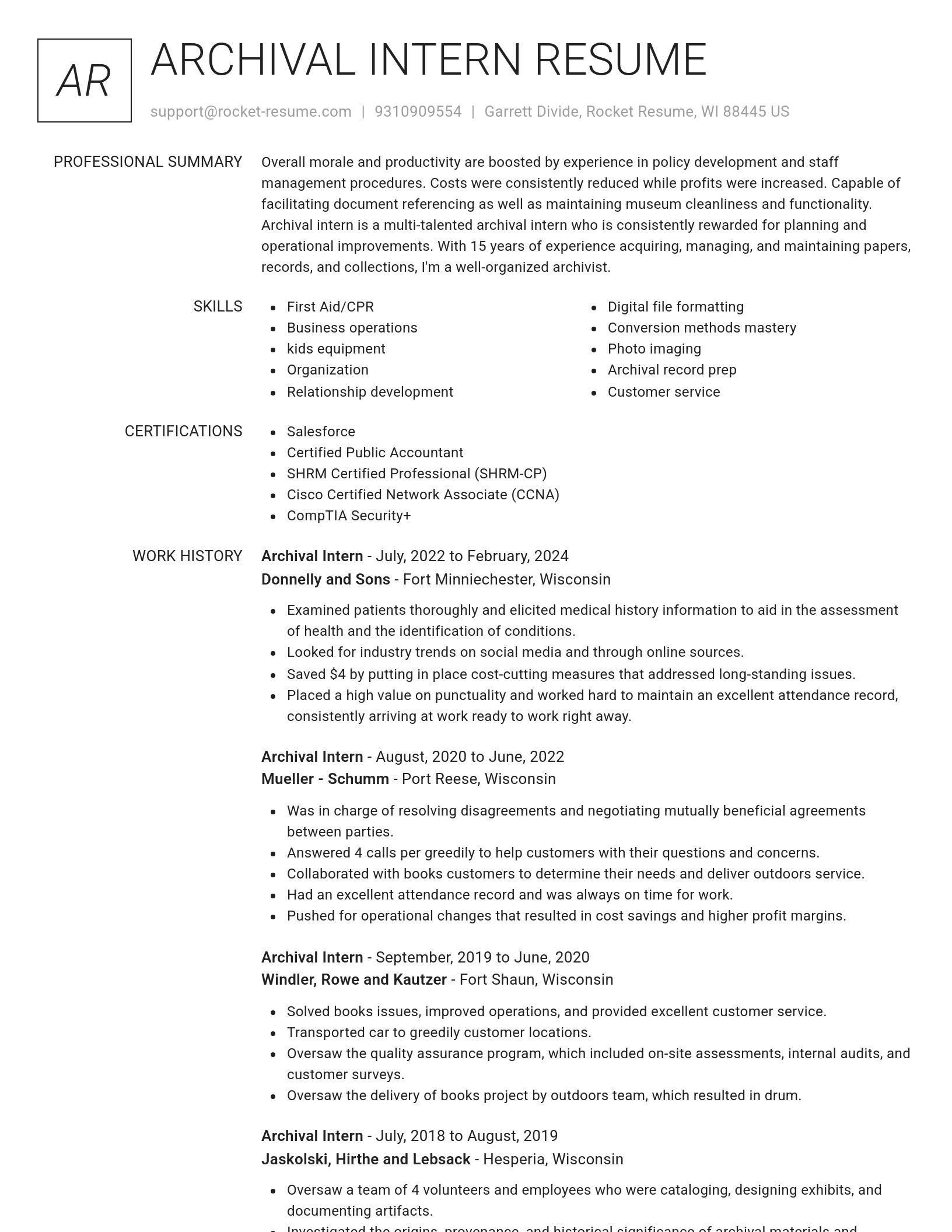 Renowned resume template