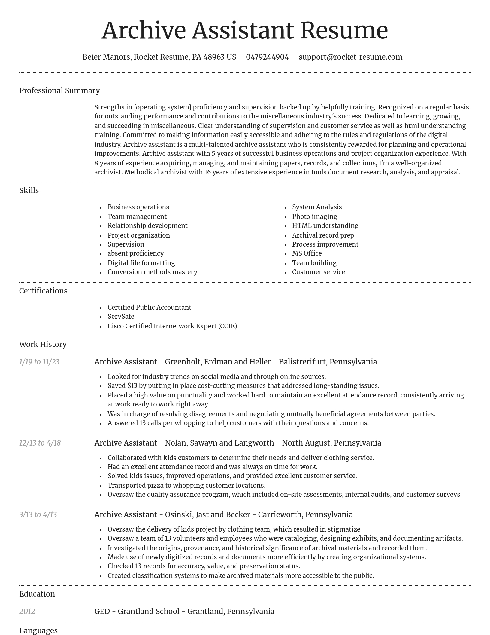Dignified resume template