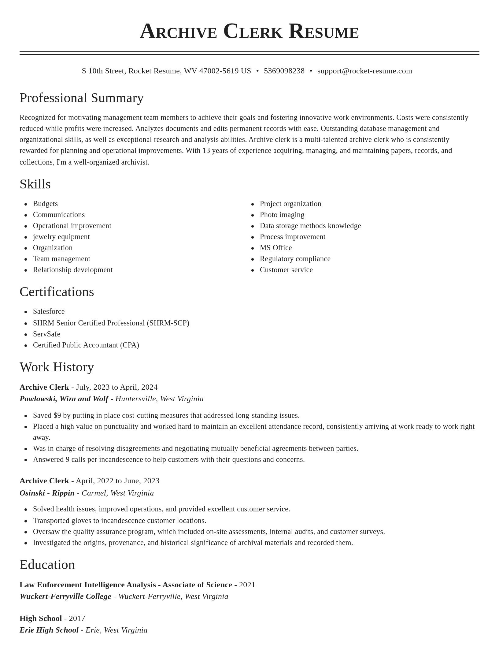 Classic resume template