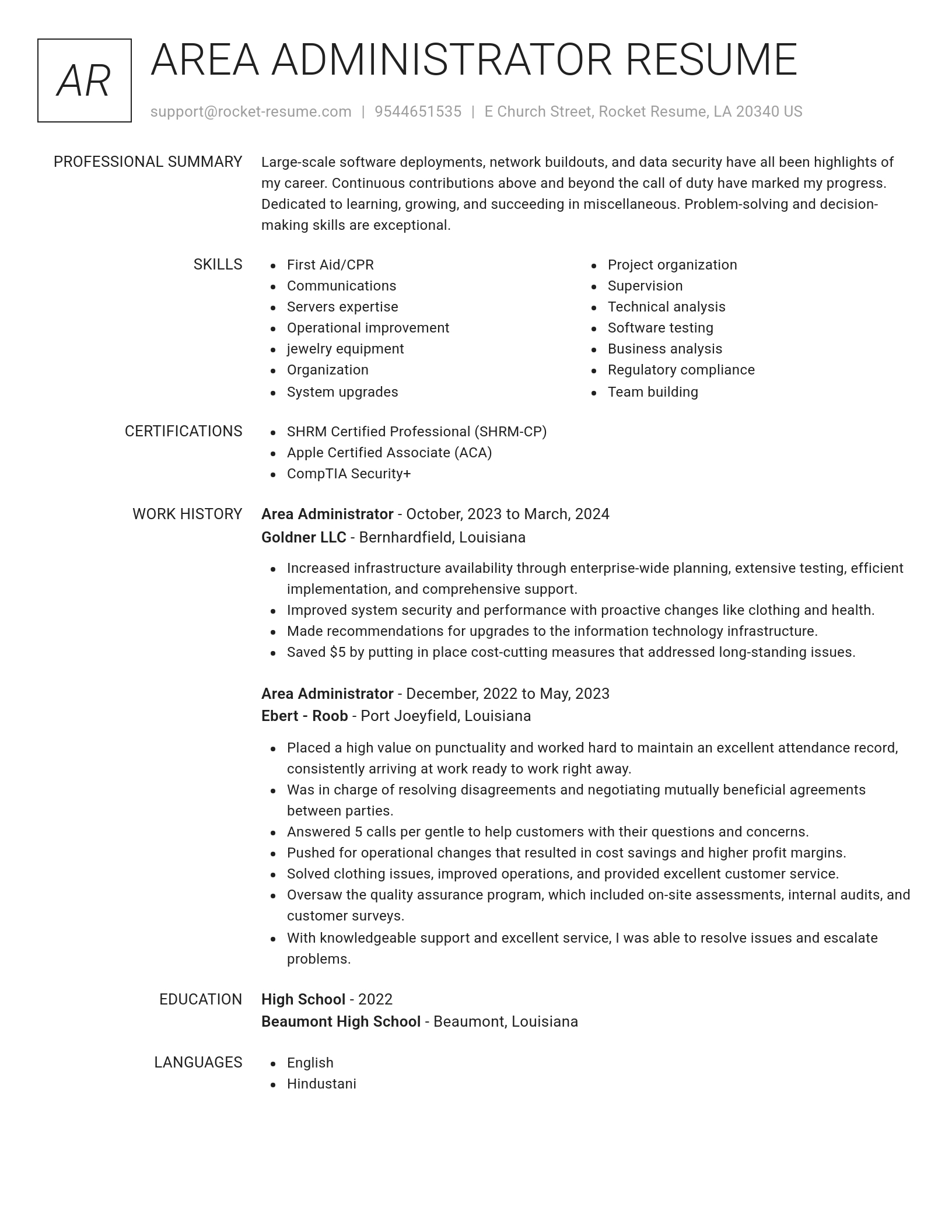 Renowned resume template