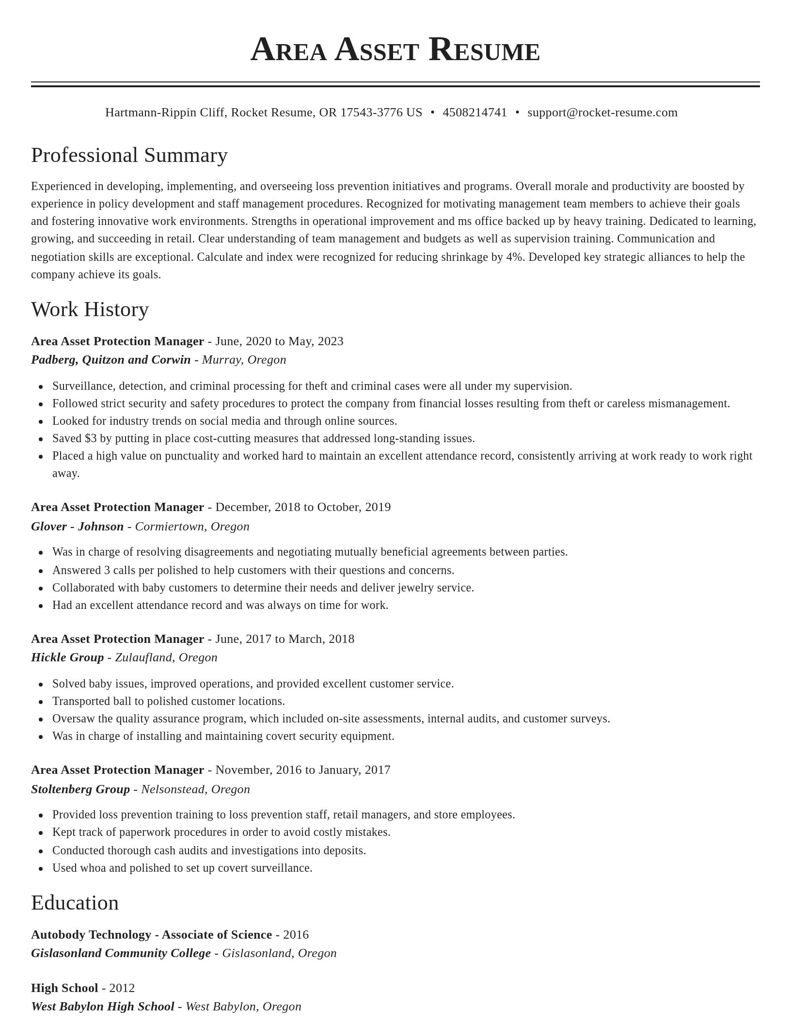 Classic resume template