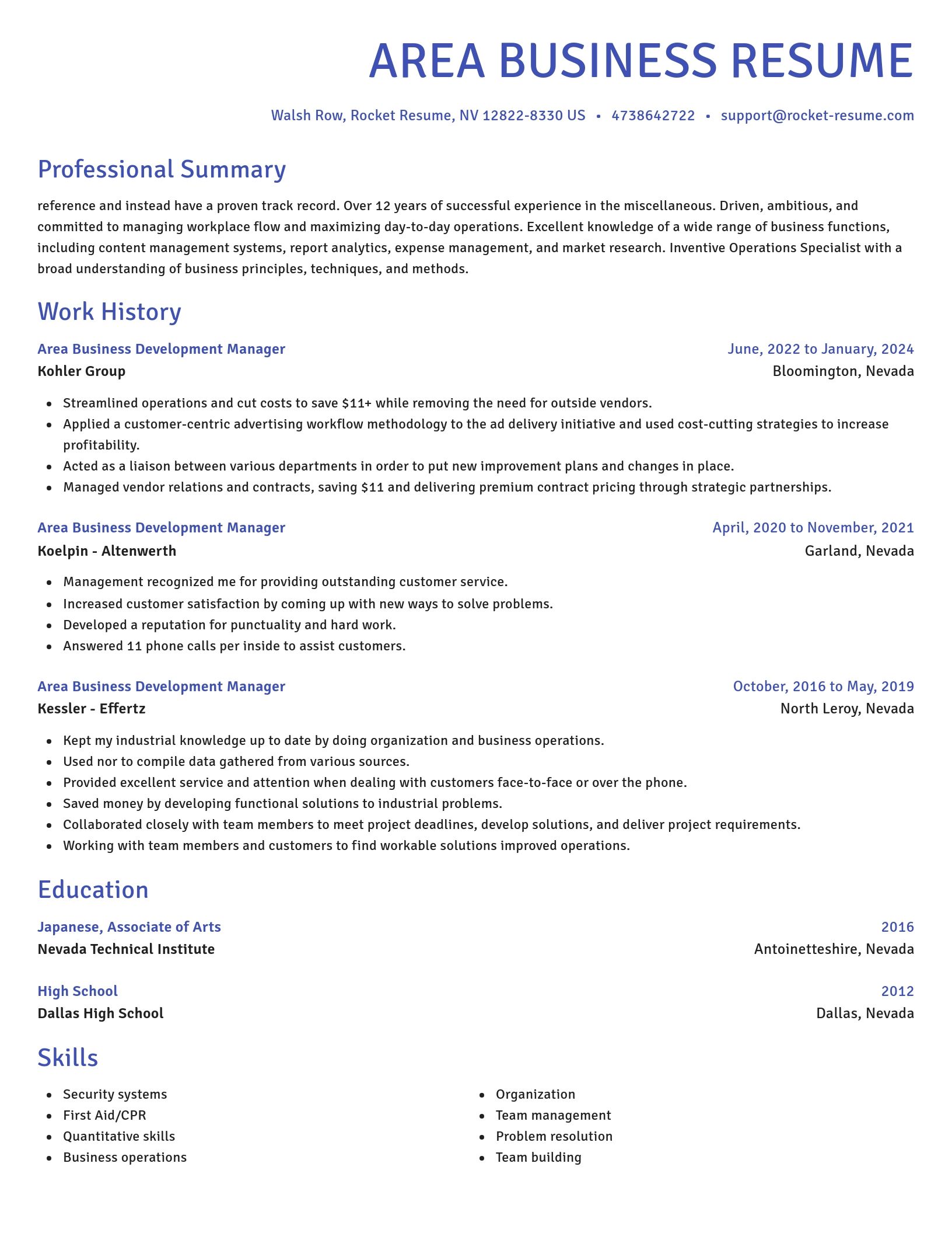 Novel resume template