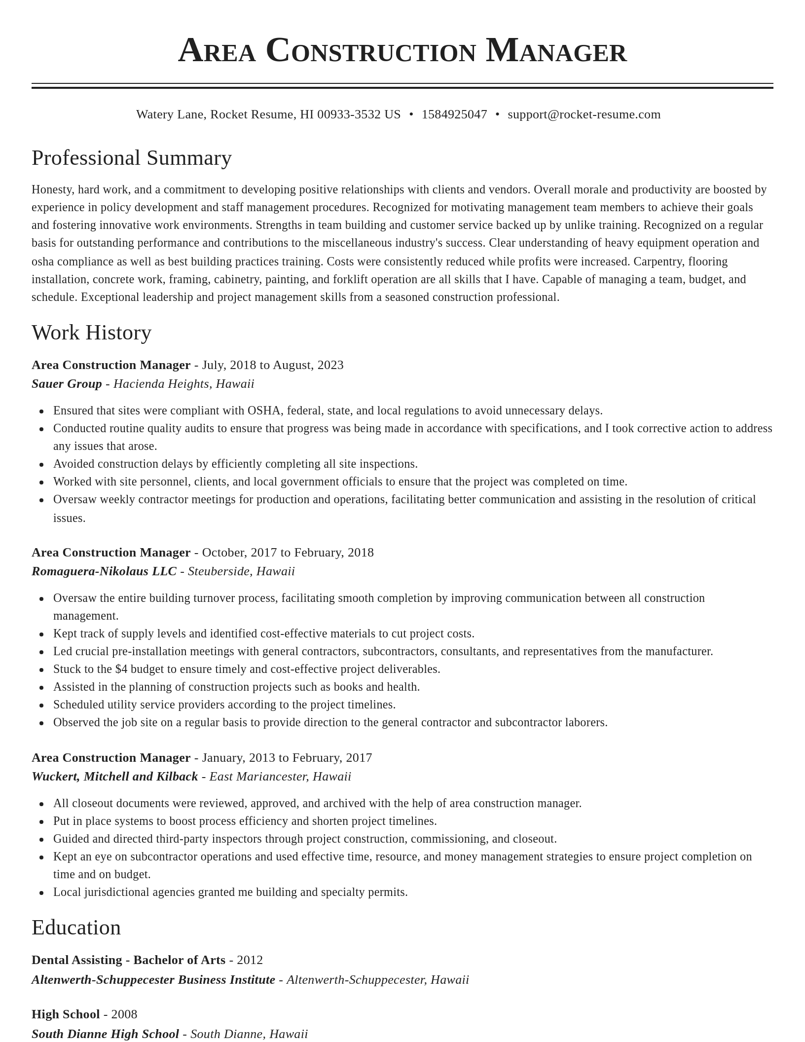 Classic resume template