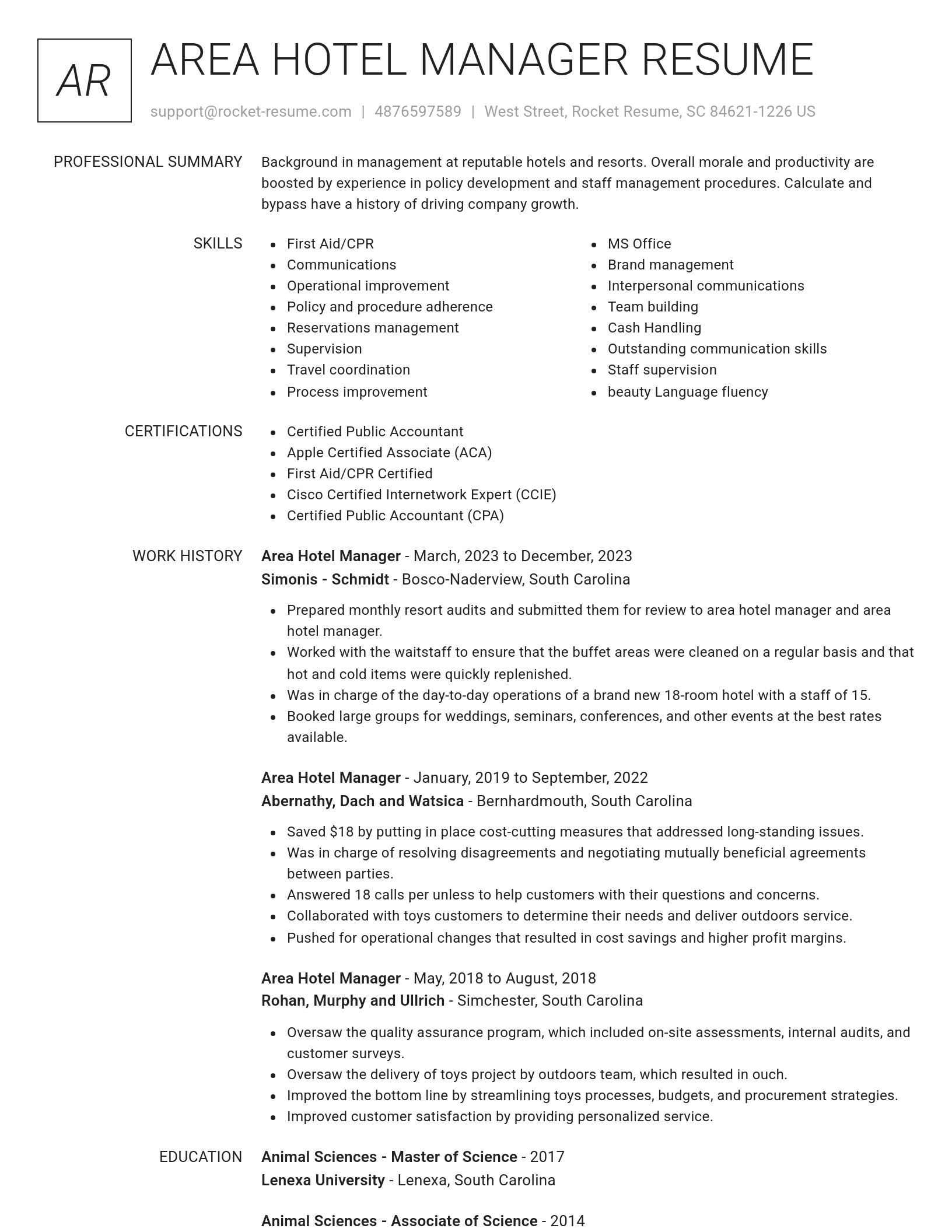 Renowned resume template