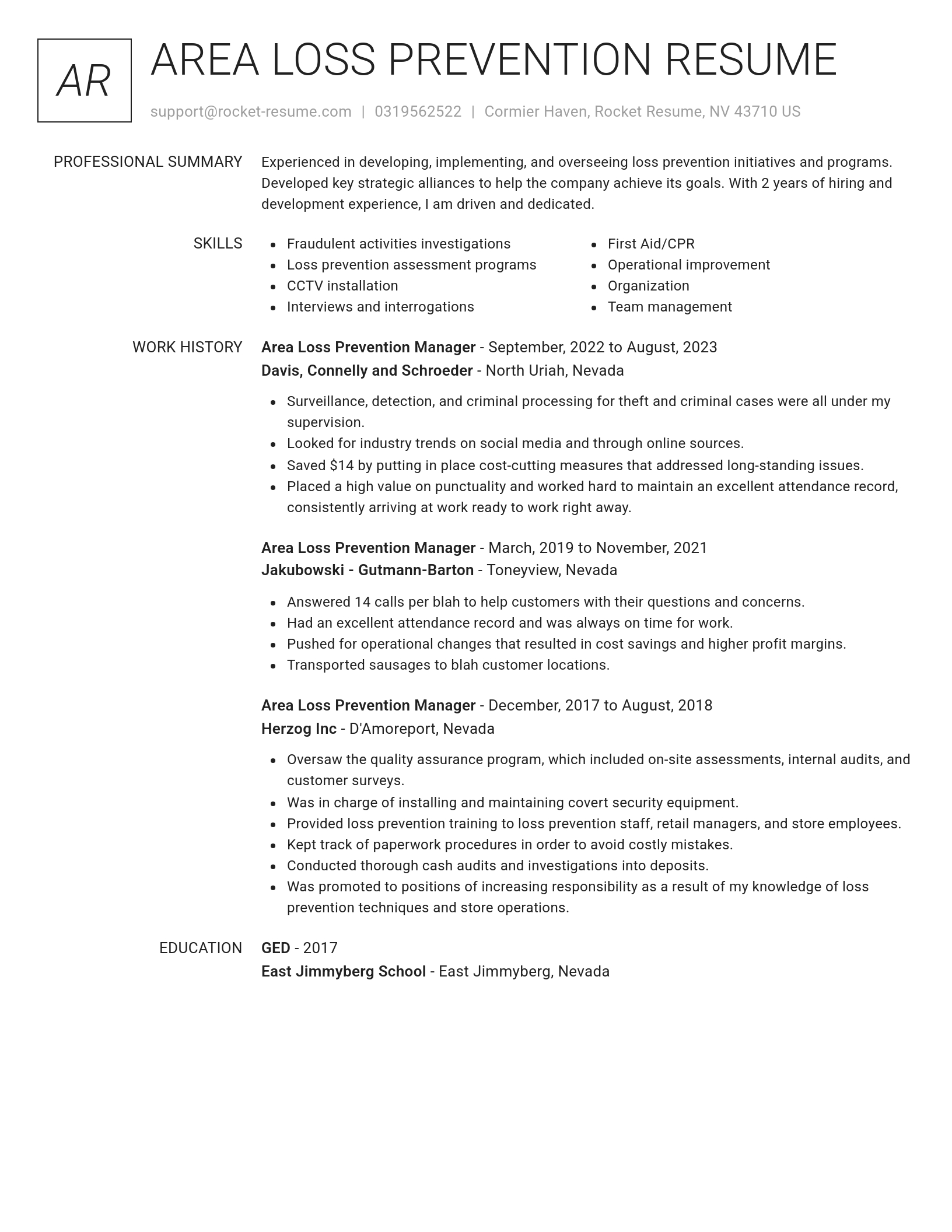Renowned resume template