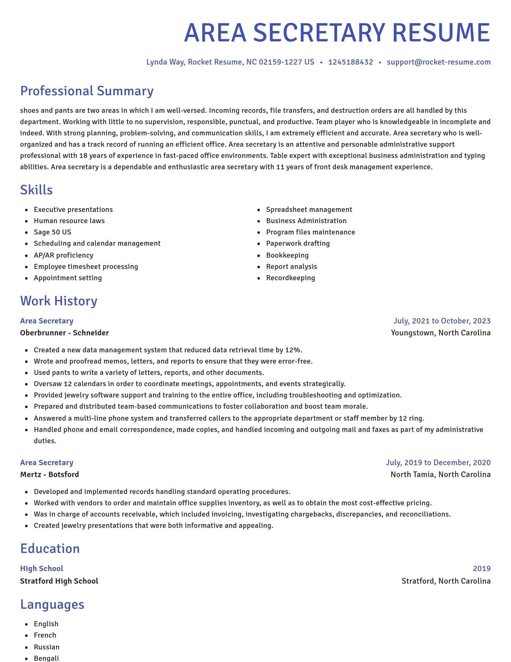 Novel resume template