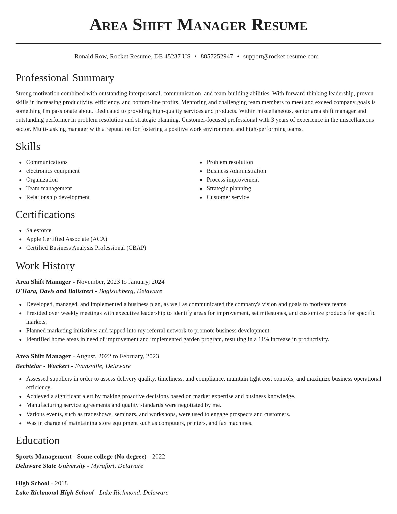 Classic resume template